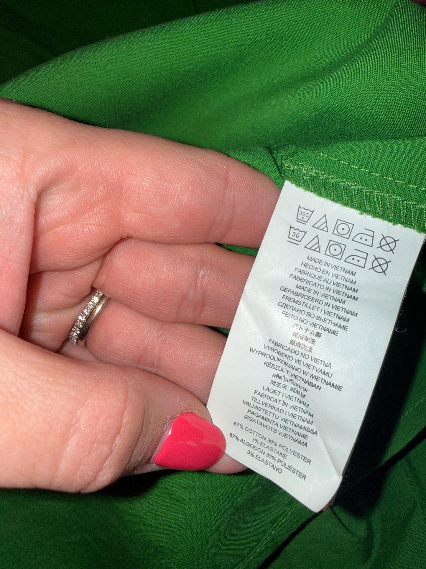 Michael Kors (Medium) Green V-Neck Blouse with Flare Sleeves
