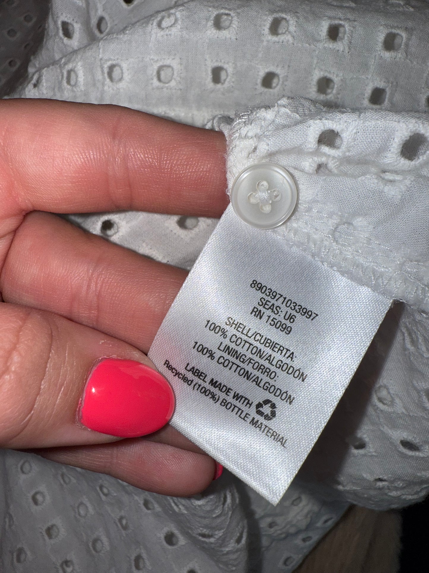 Covington (12) White Sleeveless Buttoned Pointelle Dress