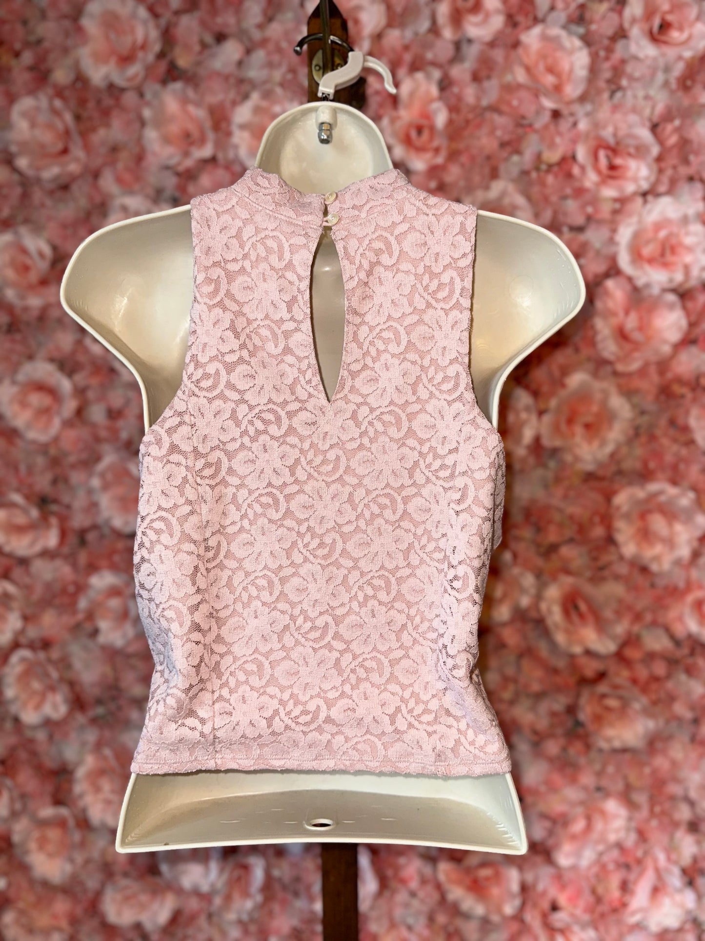 NWT Hollister (Large) Brand New Pink Lace High Neck Blouse