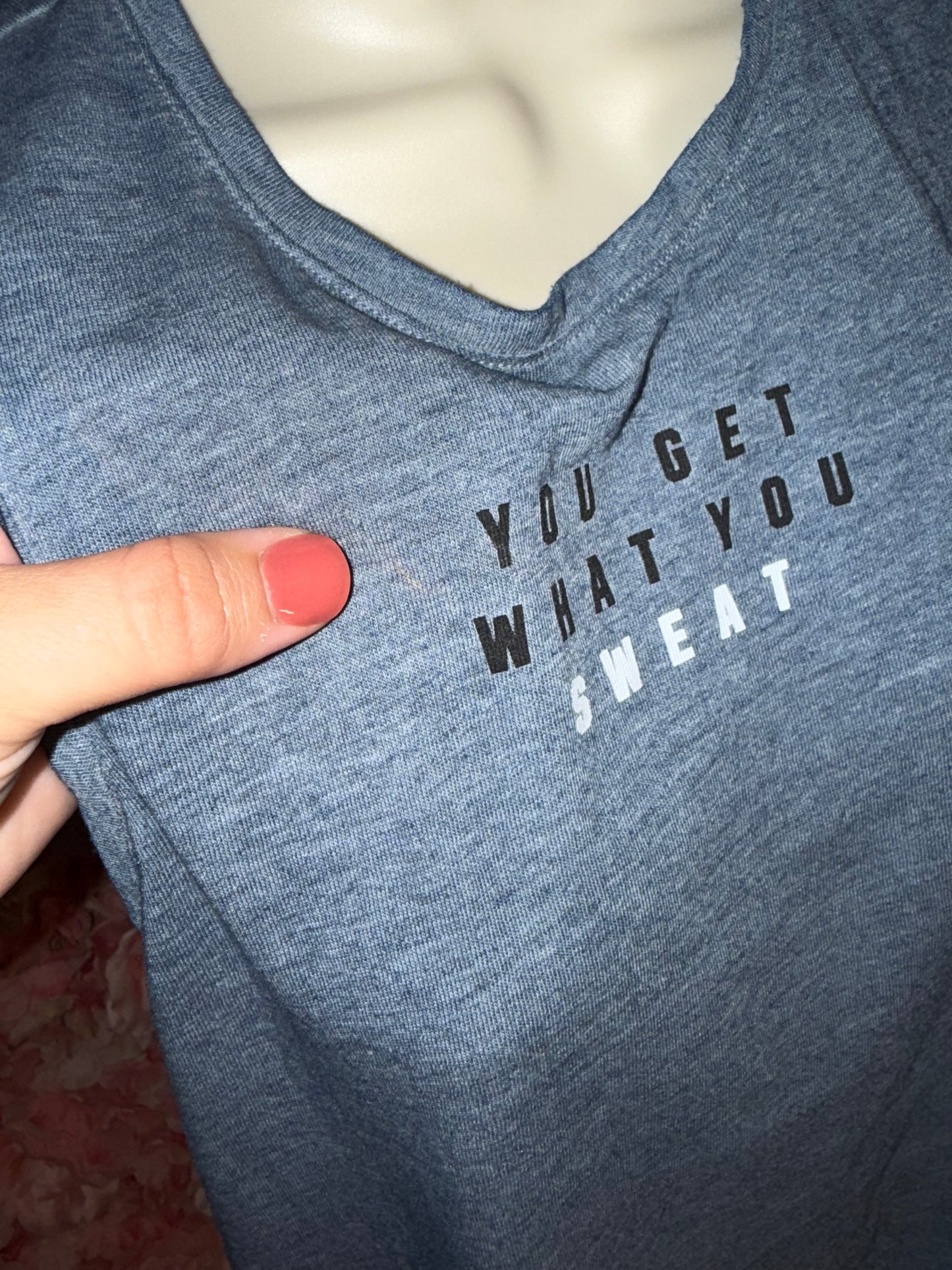 PINK Victoria's Secret (XS) Grey Cropped Tank Top 'You Get What You Sweat'