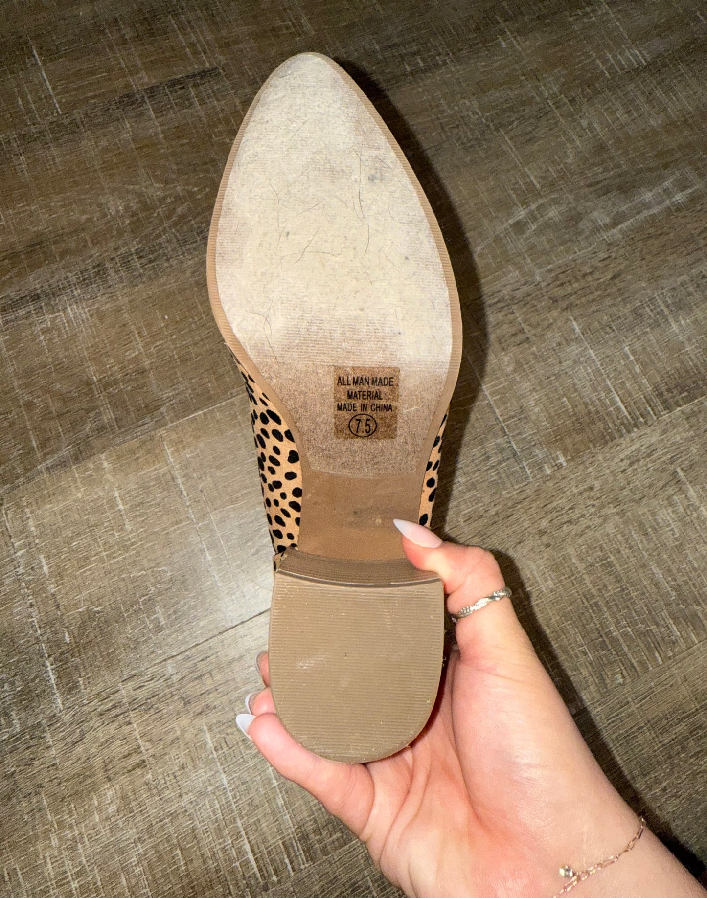 (7.5) Neutral Cheetah Print Heel Ankle Boots