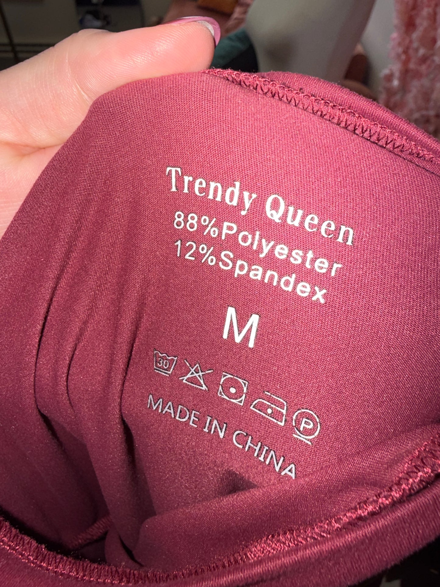 Trendy Queen (Medium) Burgundy Form Fitting Long Sleeve Top