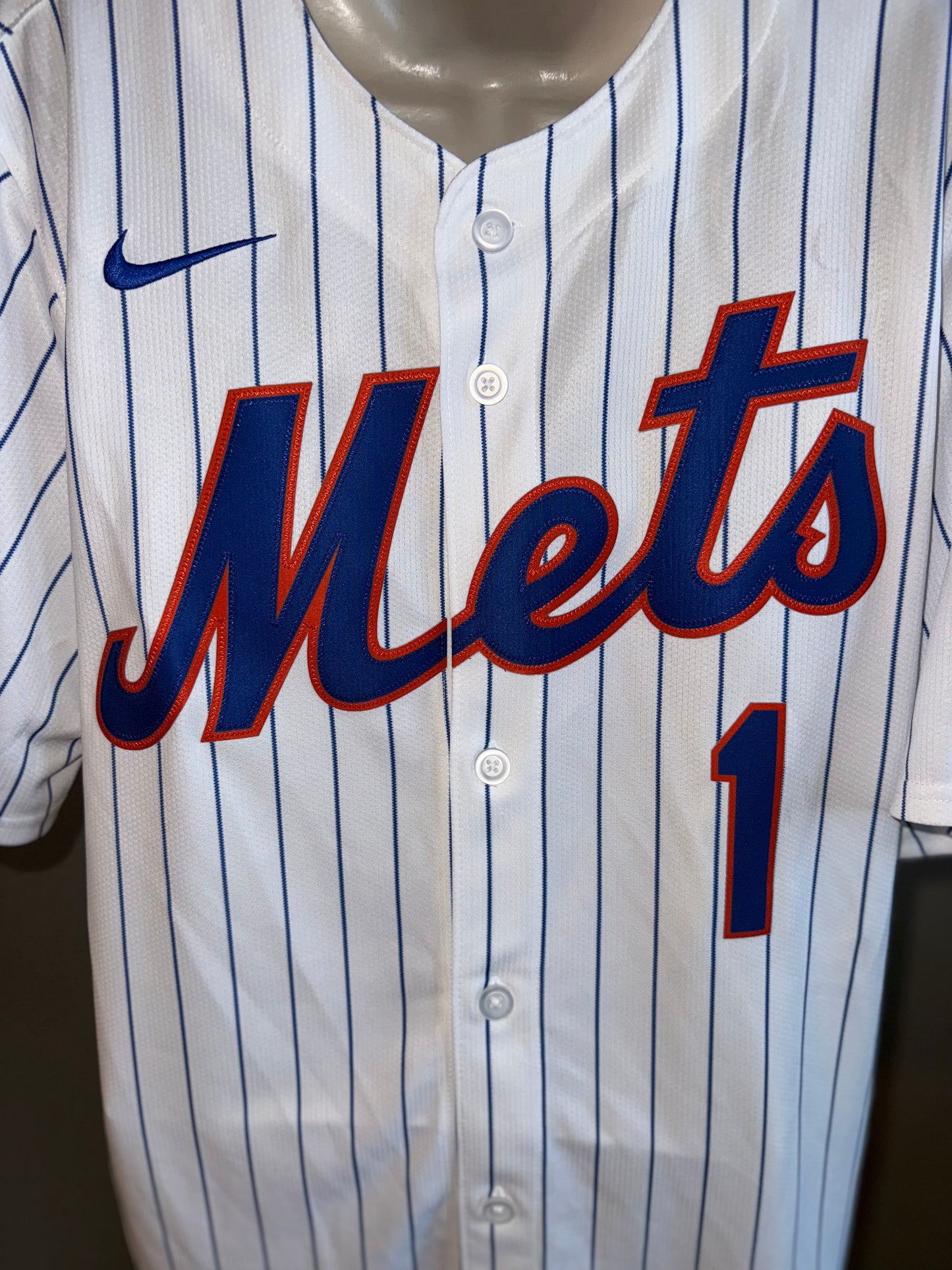 NWT Nike (Medium) Brand New Mets McNeil #1 Striped Baseball Jersey