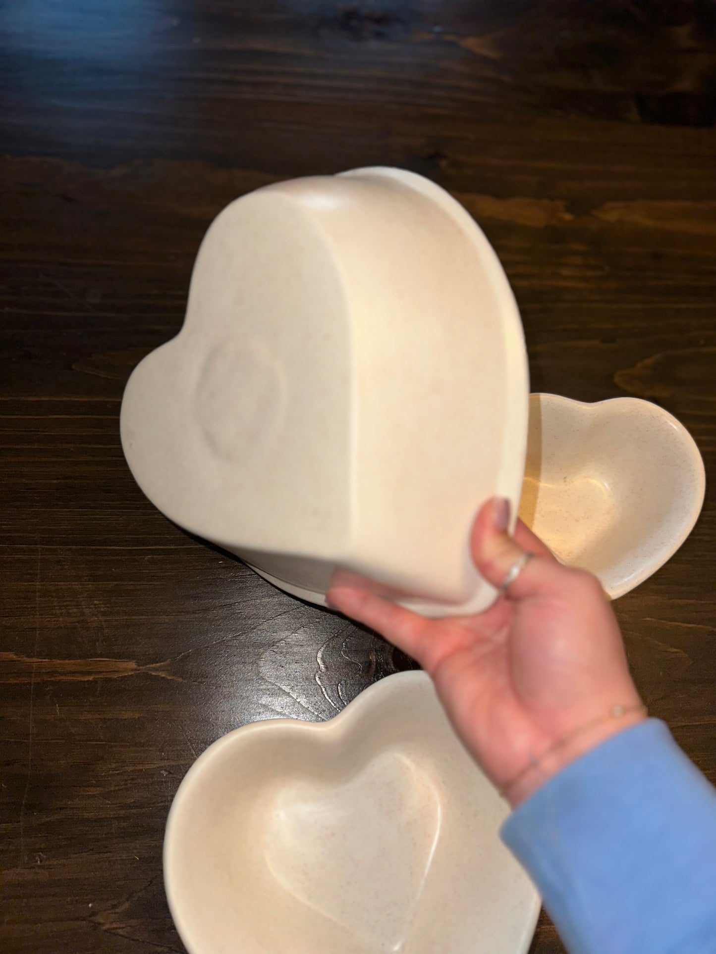 3 Piece Stoneware Heart Dishes