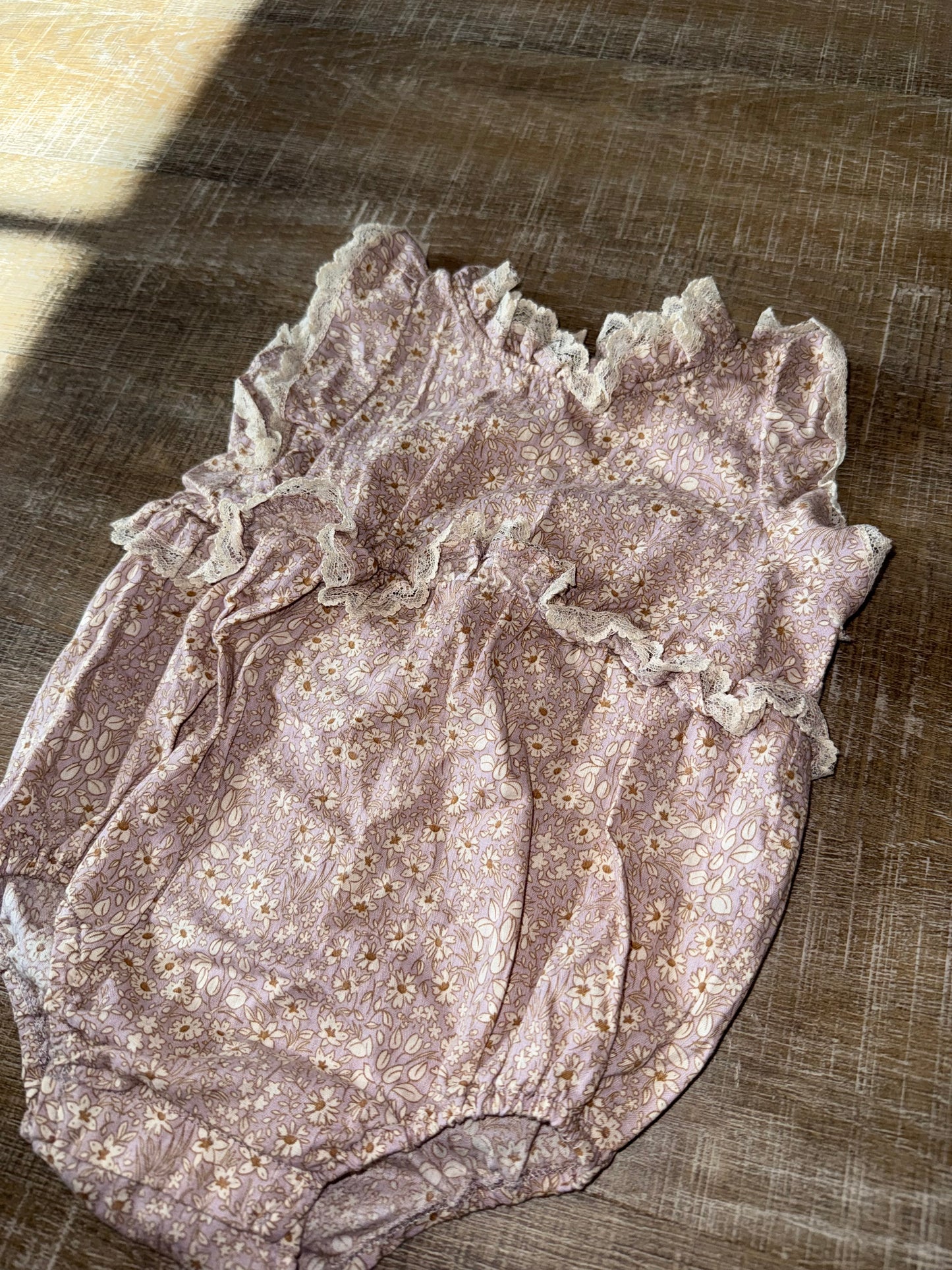 Noralee (12 Months) Blush Floral Lace Onesie