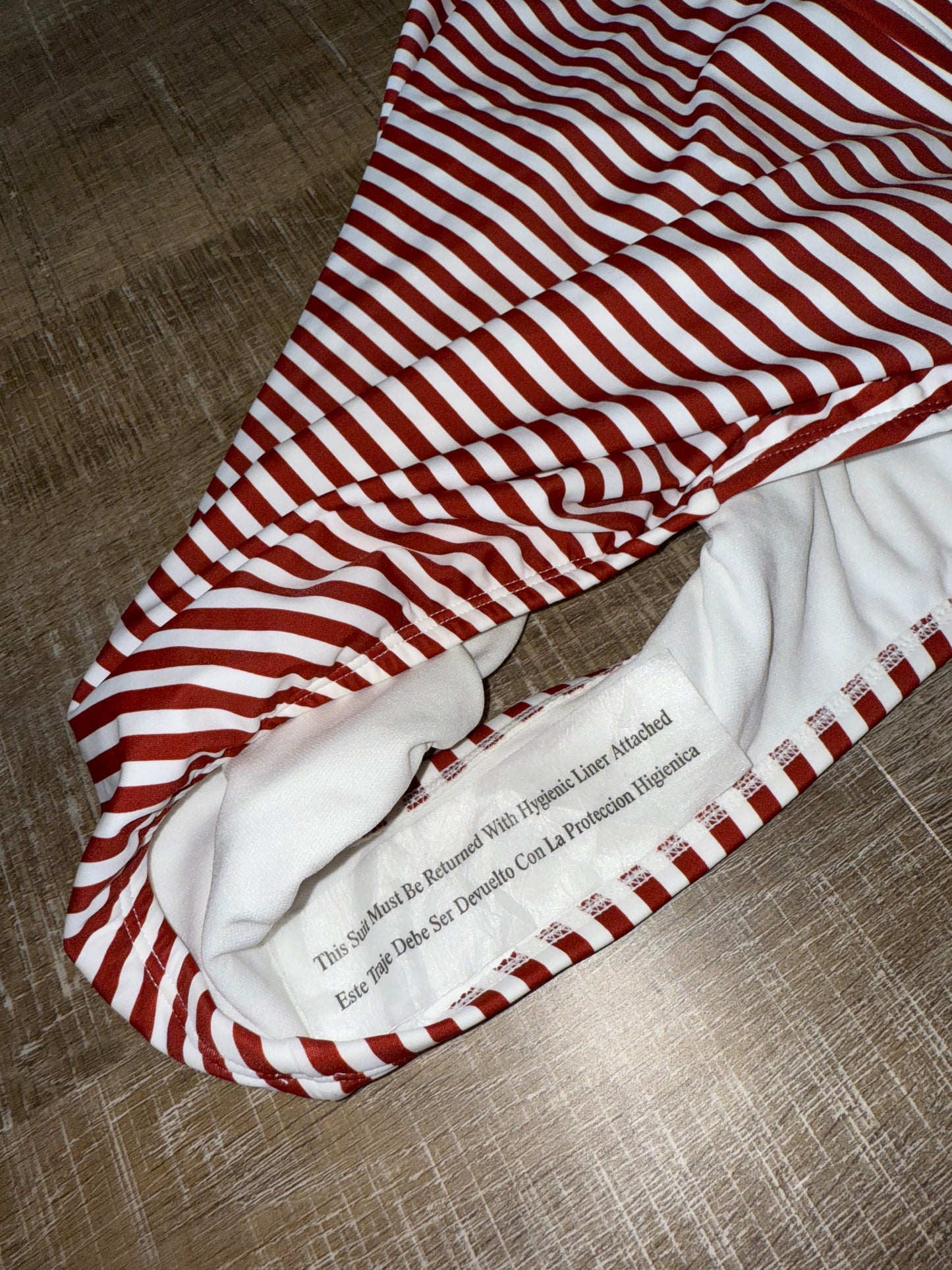 NWT Kona Sol (Large) Brand New Brown/White Striped Strapless One Piece Swimsuit