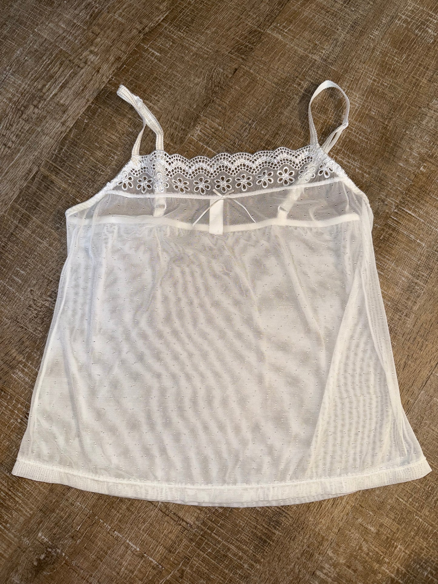 (Medium) White Sheer Tank Top Lingerie