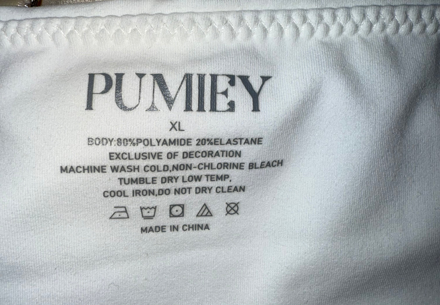 Pumiey (XL) White Short Sleeve Bodysuit