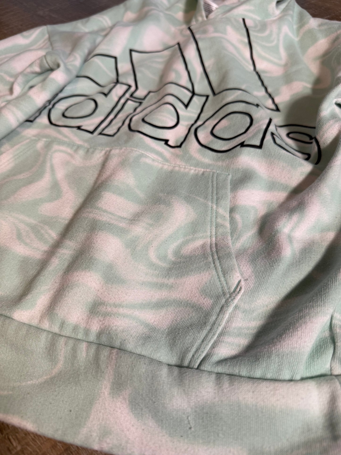 adidas (Medium (10-12)) Blue//White Swirl Pattern Kids Hoodie