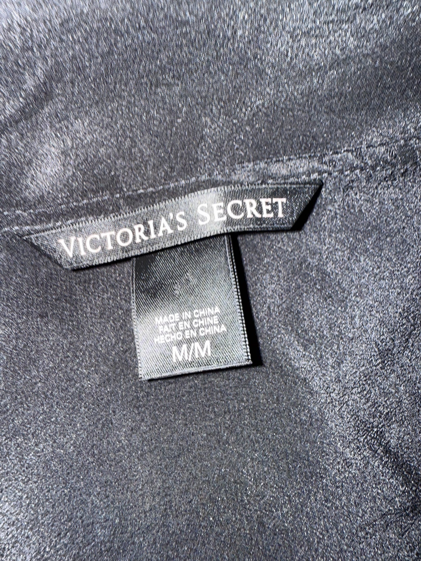 Victoria's Secret (Medium) Black Silk Short Sleeve Top with Scoop Neck