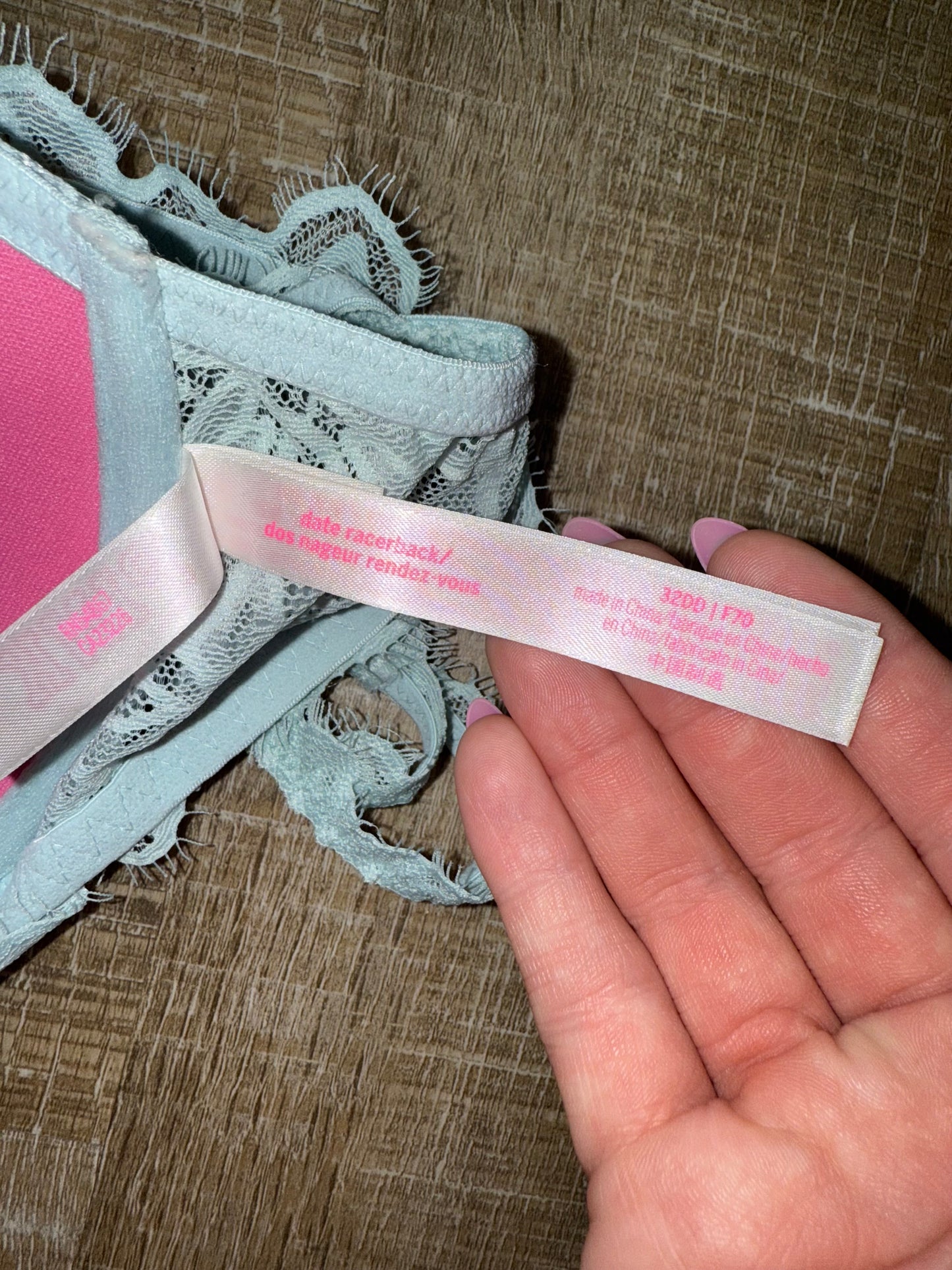 NWT PINK Victoria's Secret (32DD) Brand New Lace Date Racerback Push Up Bra