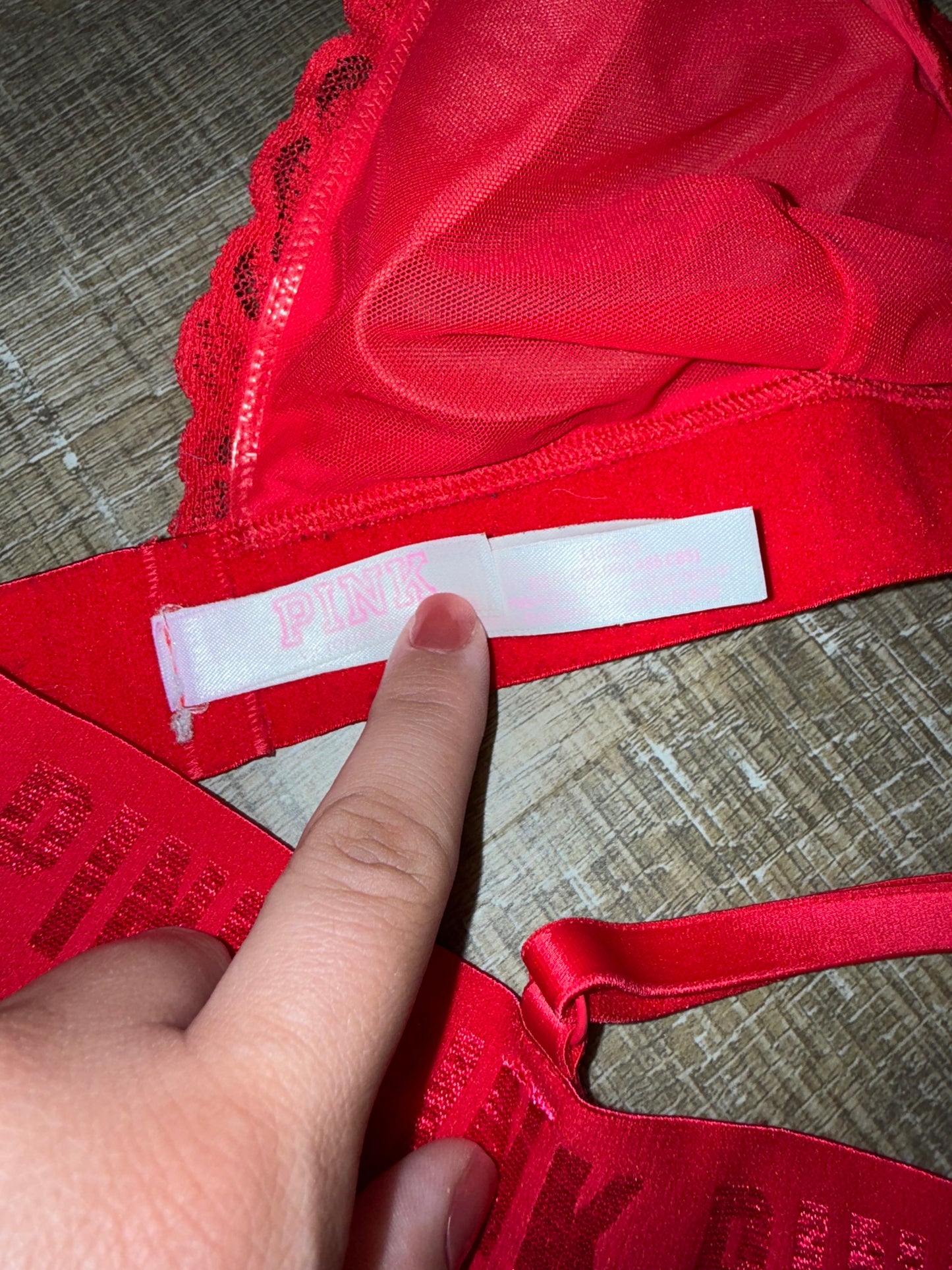 PINK Victoria's Secret (Large) Red Lace Bralette