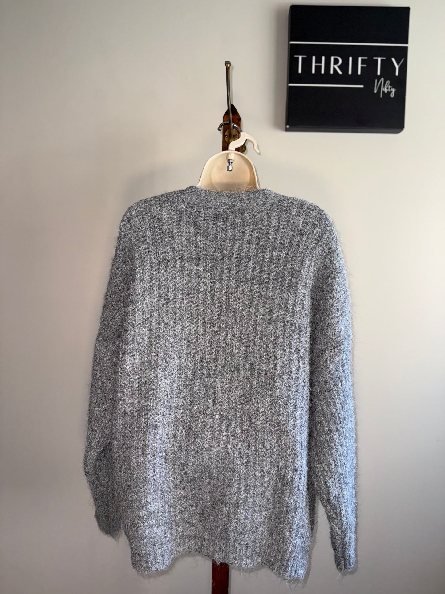 Arizona (Medium) Grey Knit Oversized Sweater Cardigan