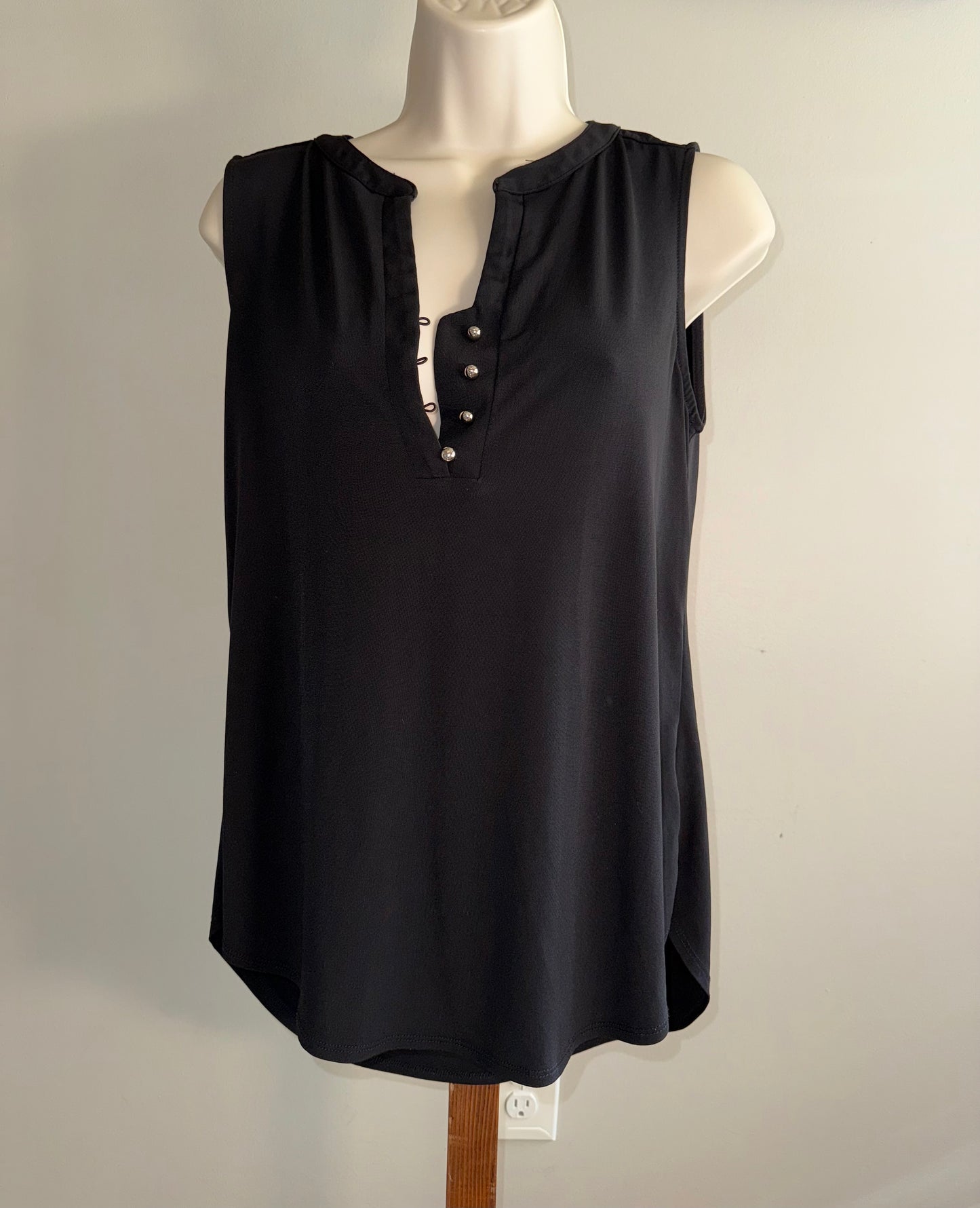Dana Buchman (Small) Black Quarter Button Up Tank Blouse