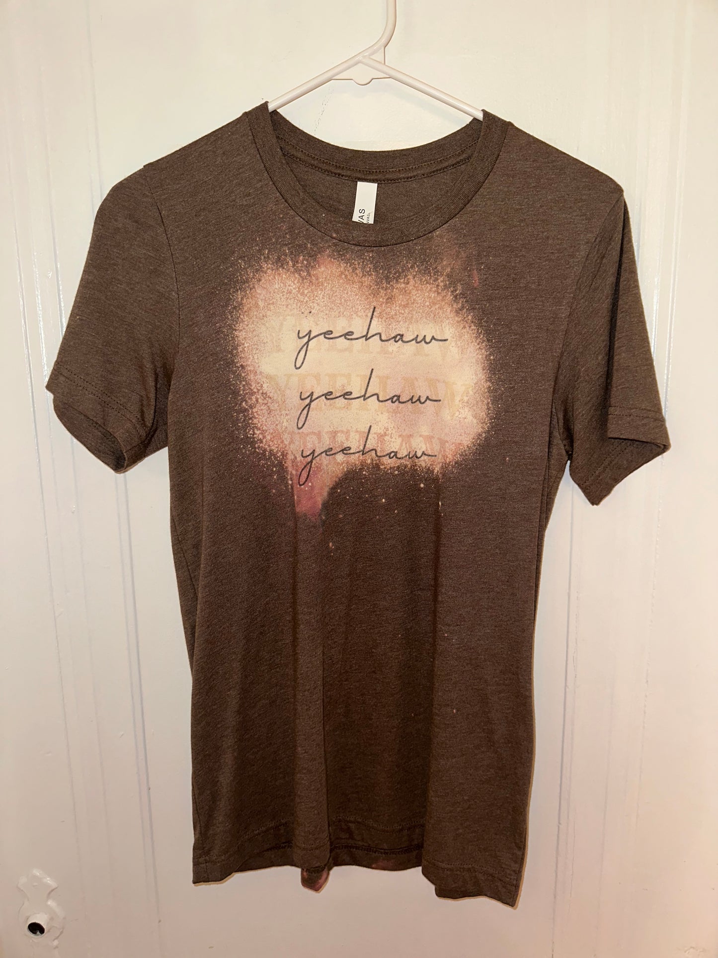 Handmade Tee (S) 'Yeehaw' Bleach Splattered Pattern T-Shirt