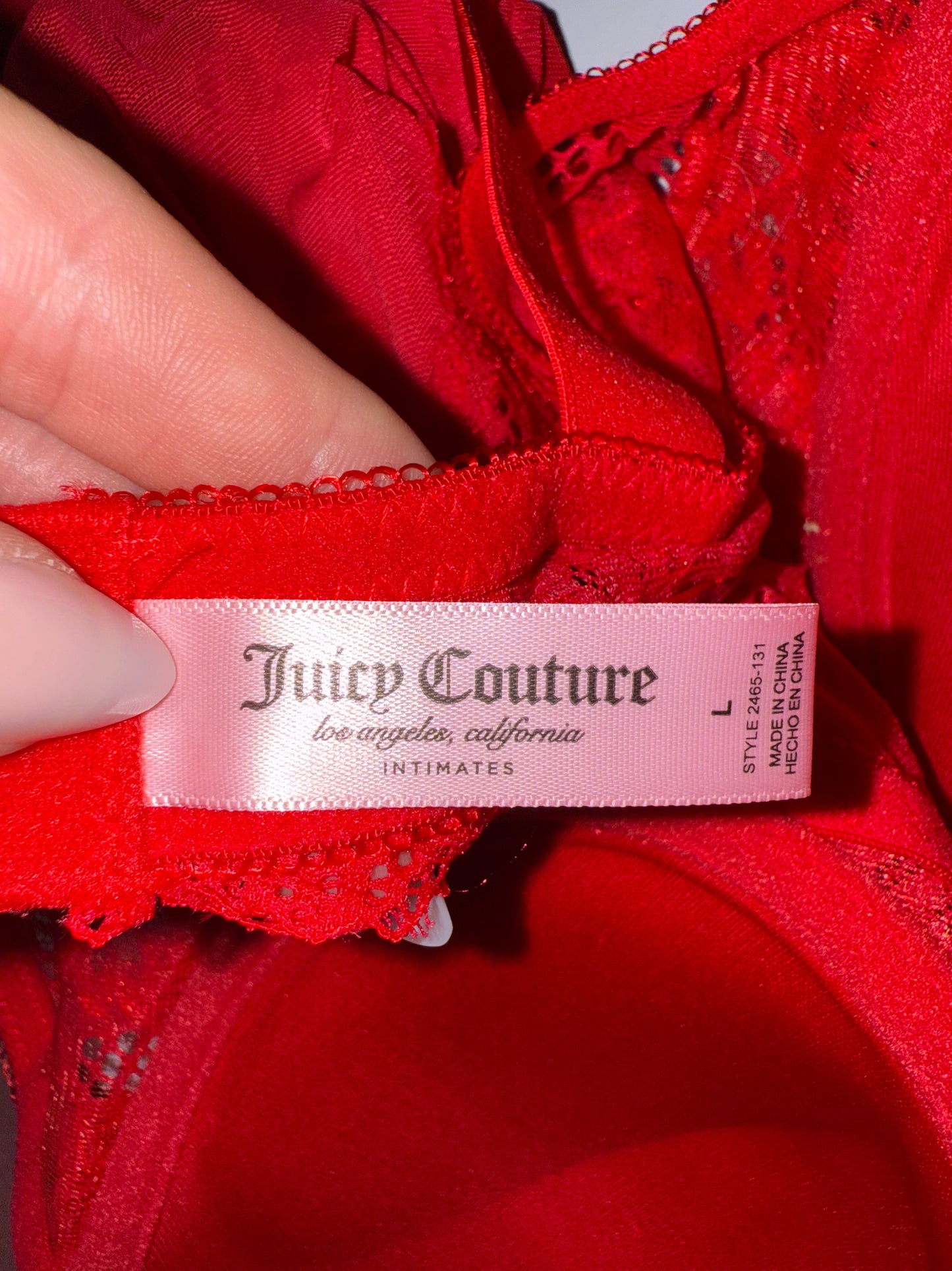 NWT Juicy Couture (Large) Brand New Red Lace Lingerie