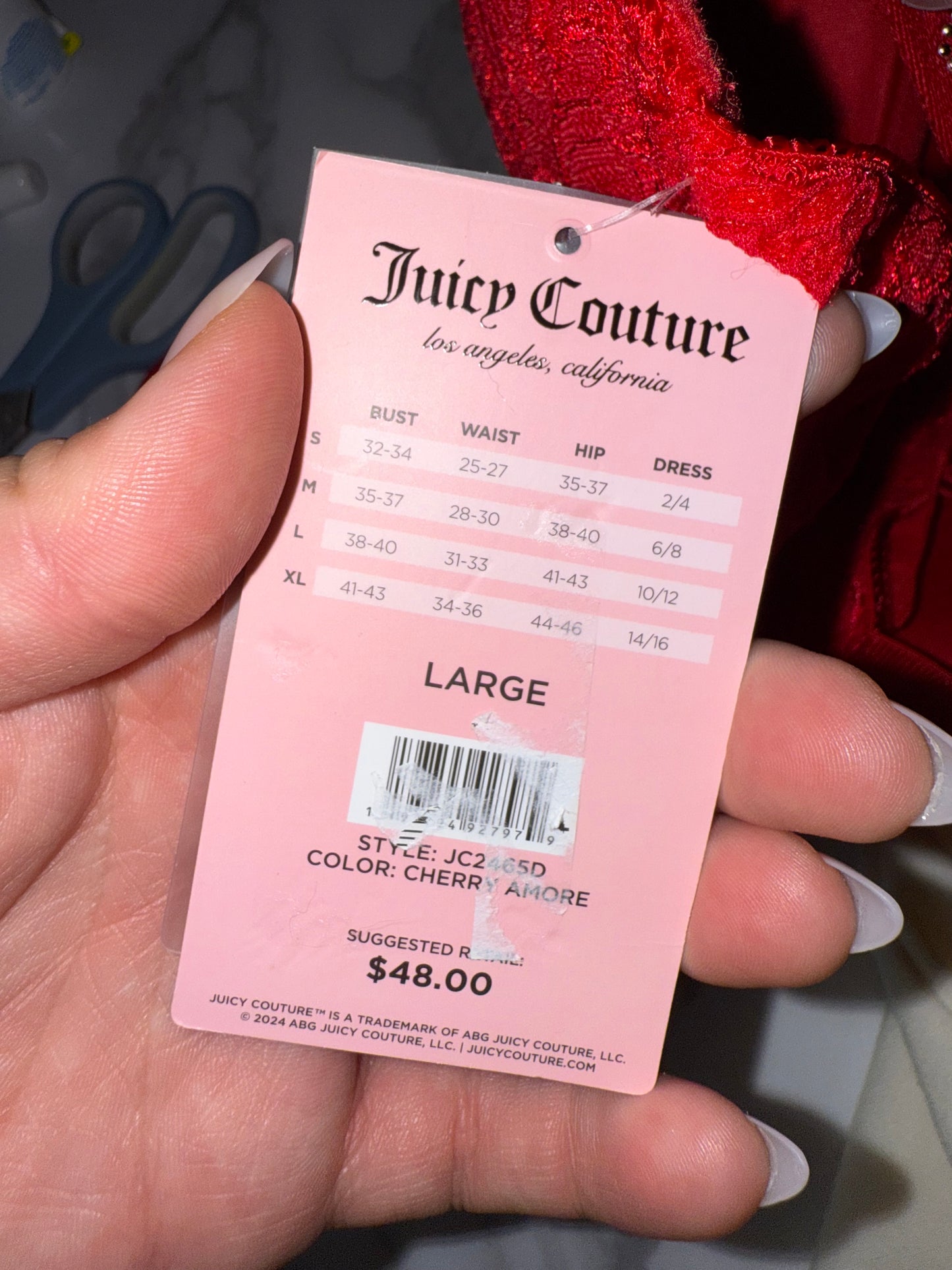 NWT Juicy Couture (Large) Brand New Red Lace Lingerie