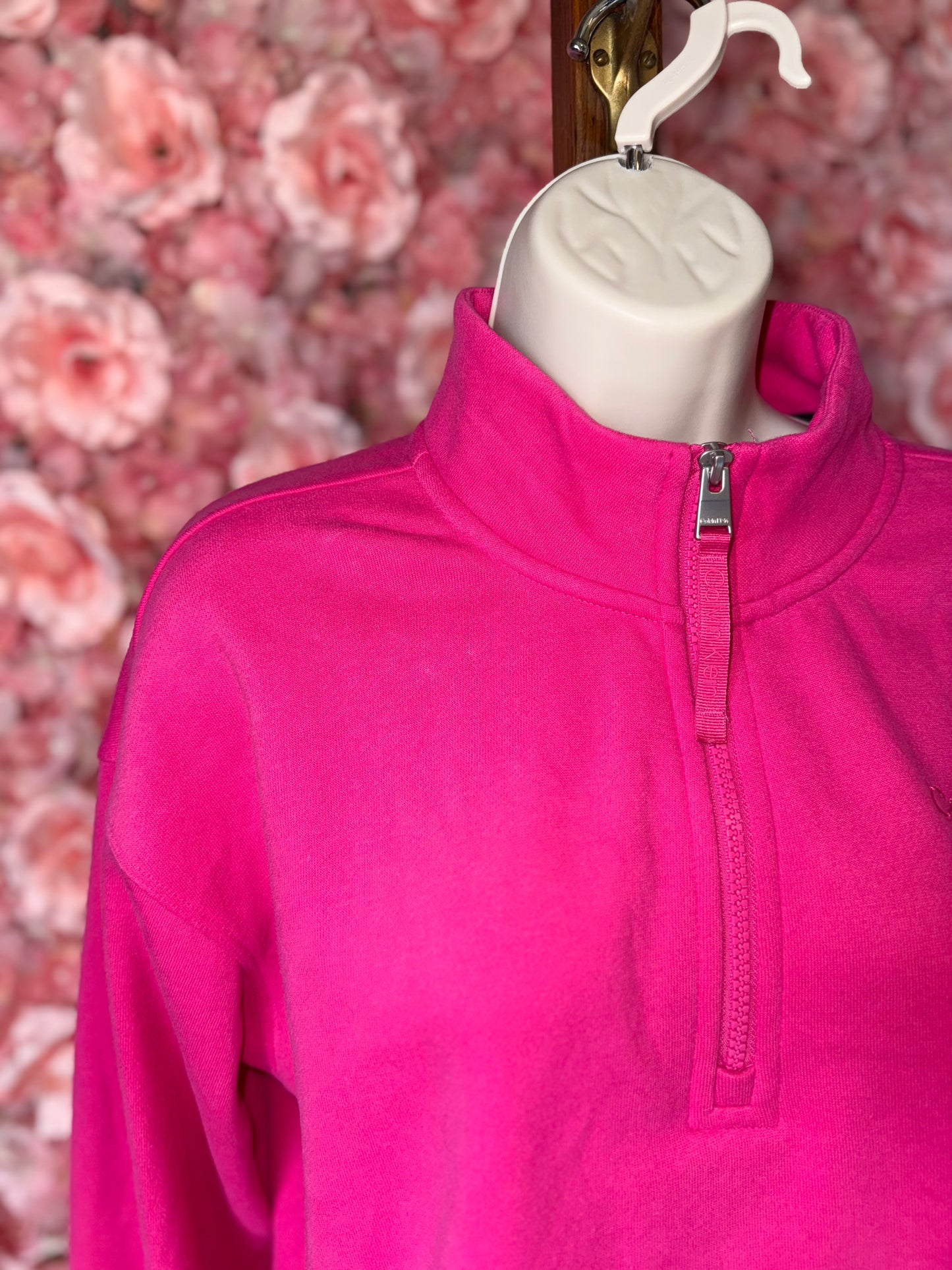 Calvin Klein Performance (Large) Hot Pink Cropped 3/4 Zip Sweatshirt