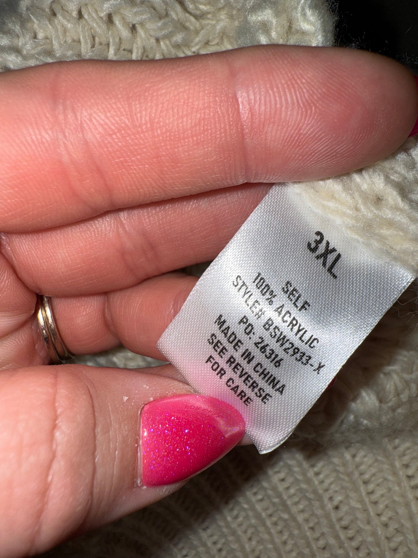 BaeVely (3XL) Cream Knit Sleeveless Button Up Sweater Vest