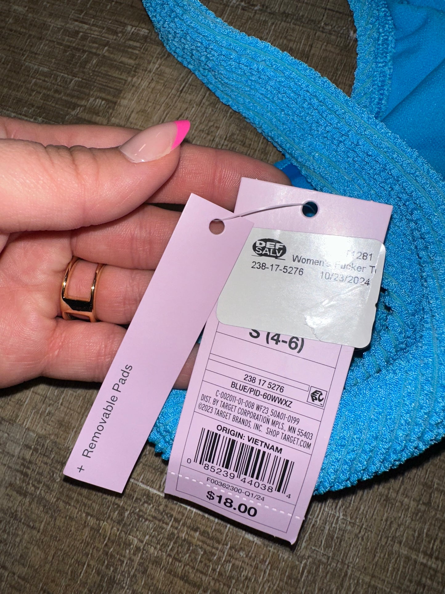 NWT Wild Fable (Small) Brand New Blue Textured Swimsuit Bikini Top