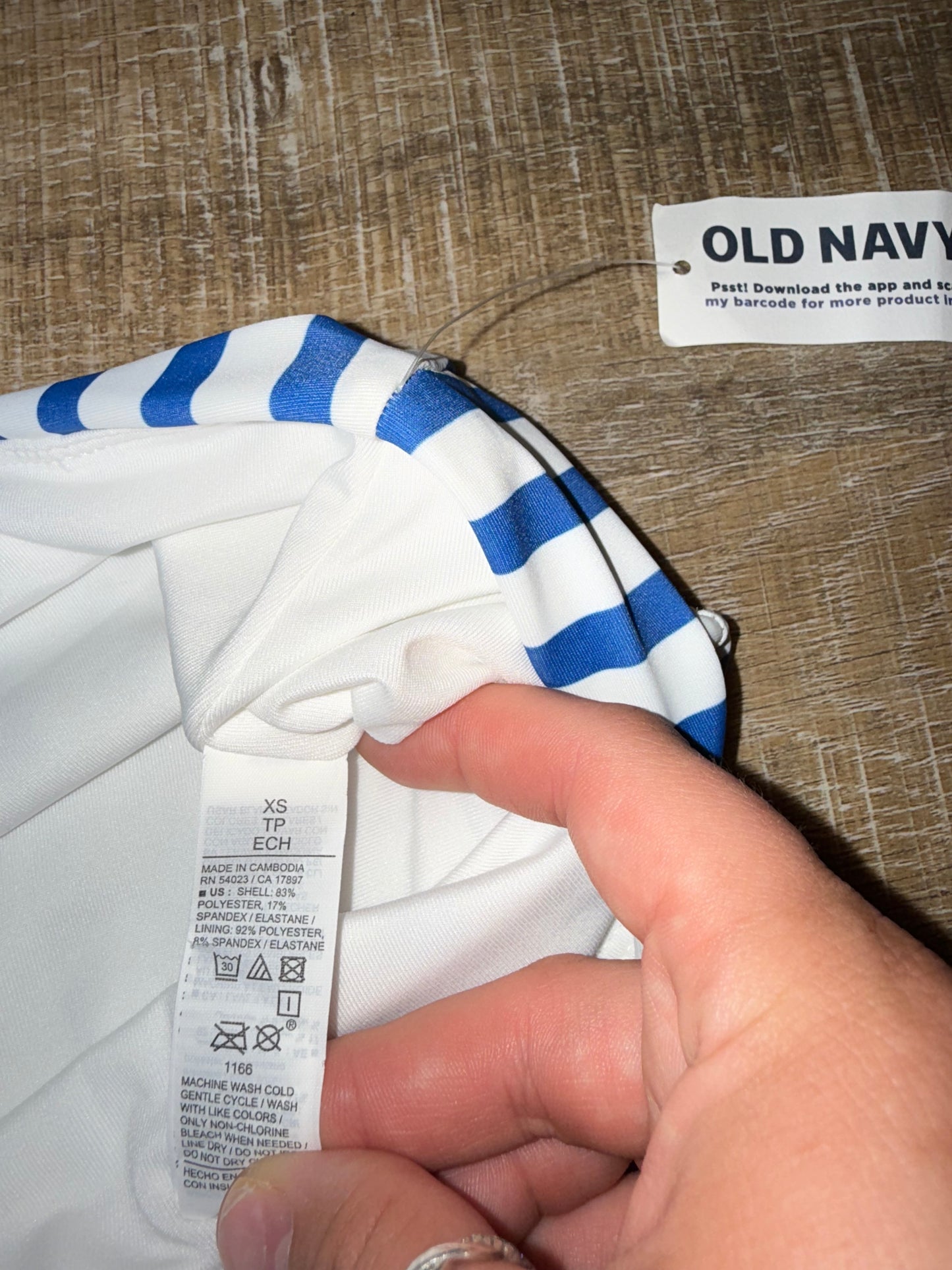 NWT Old Navy (XS) Brand New Blue and White Striped High Waisted Swim Bottoms