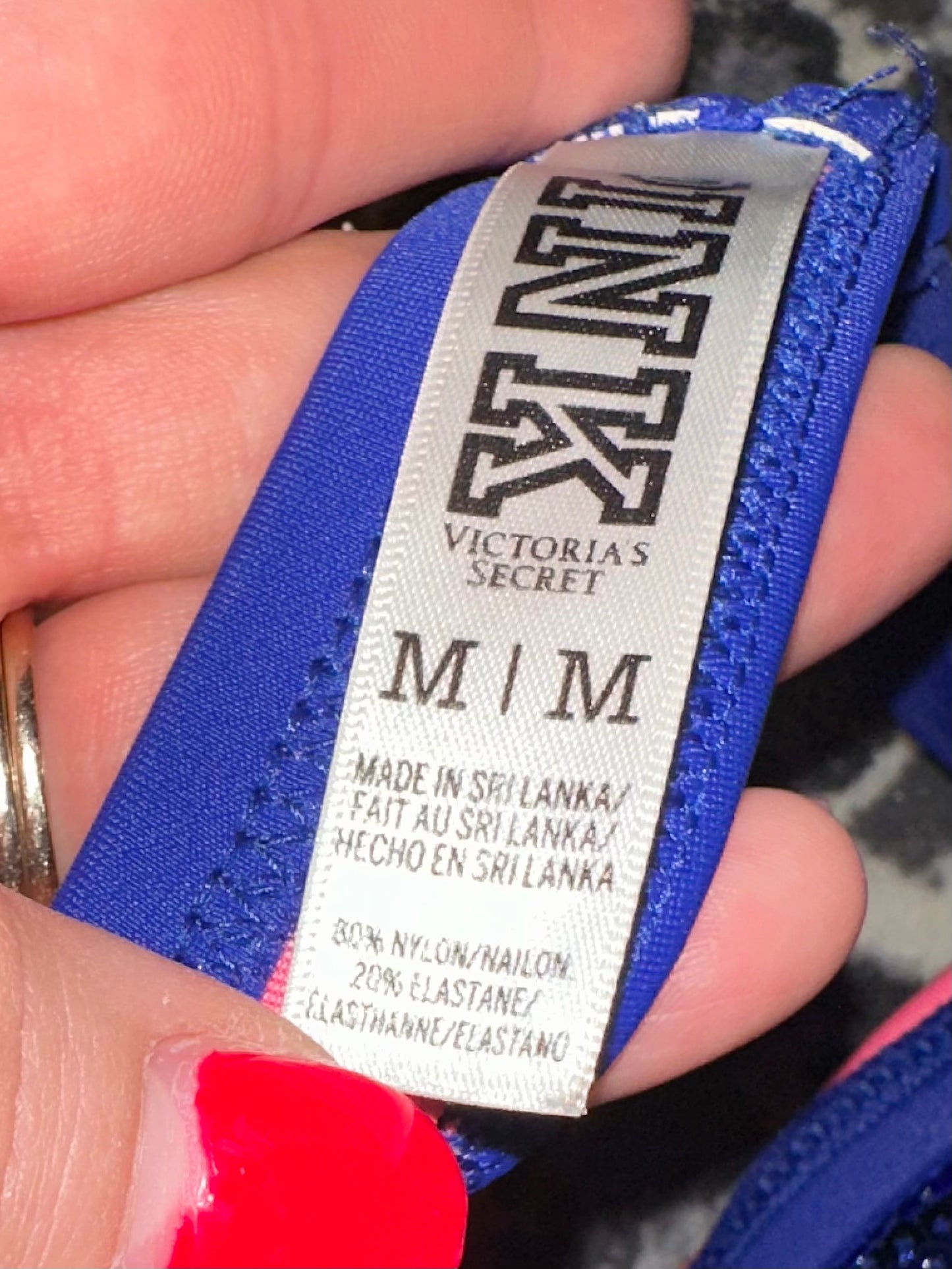 PINK Victoria’s Secret (Medium) Blue Sequin Strapless Bandeau Swim Top