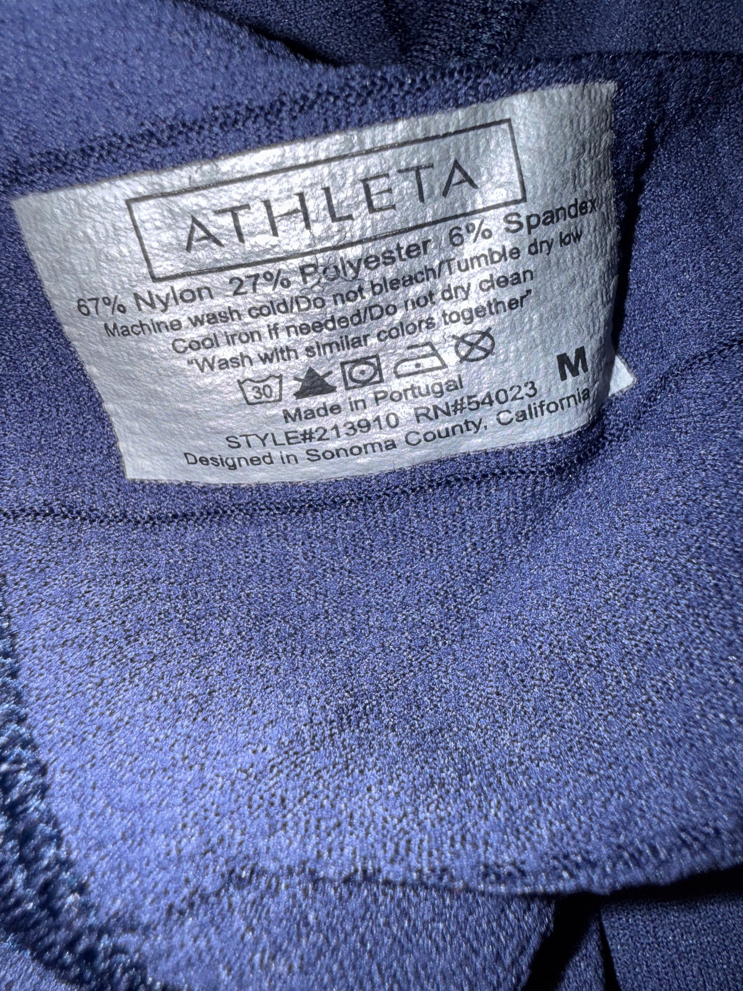 Athleta (Medium) Navy Blue Form Fitting Scrunched Tank