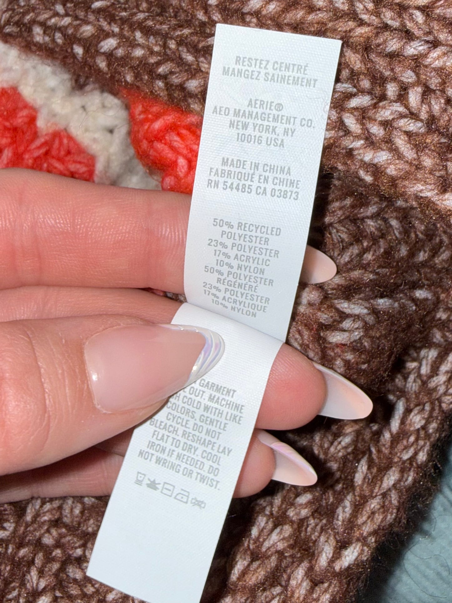 Offline by Aerie (Small) Brown and Orange Chunky Knit Oversized Sweater