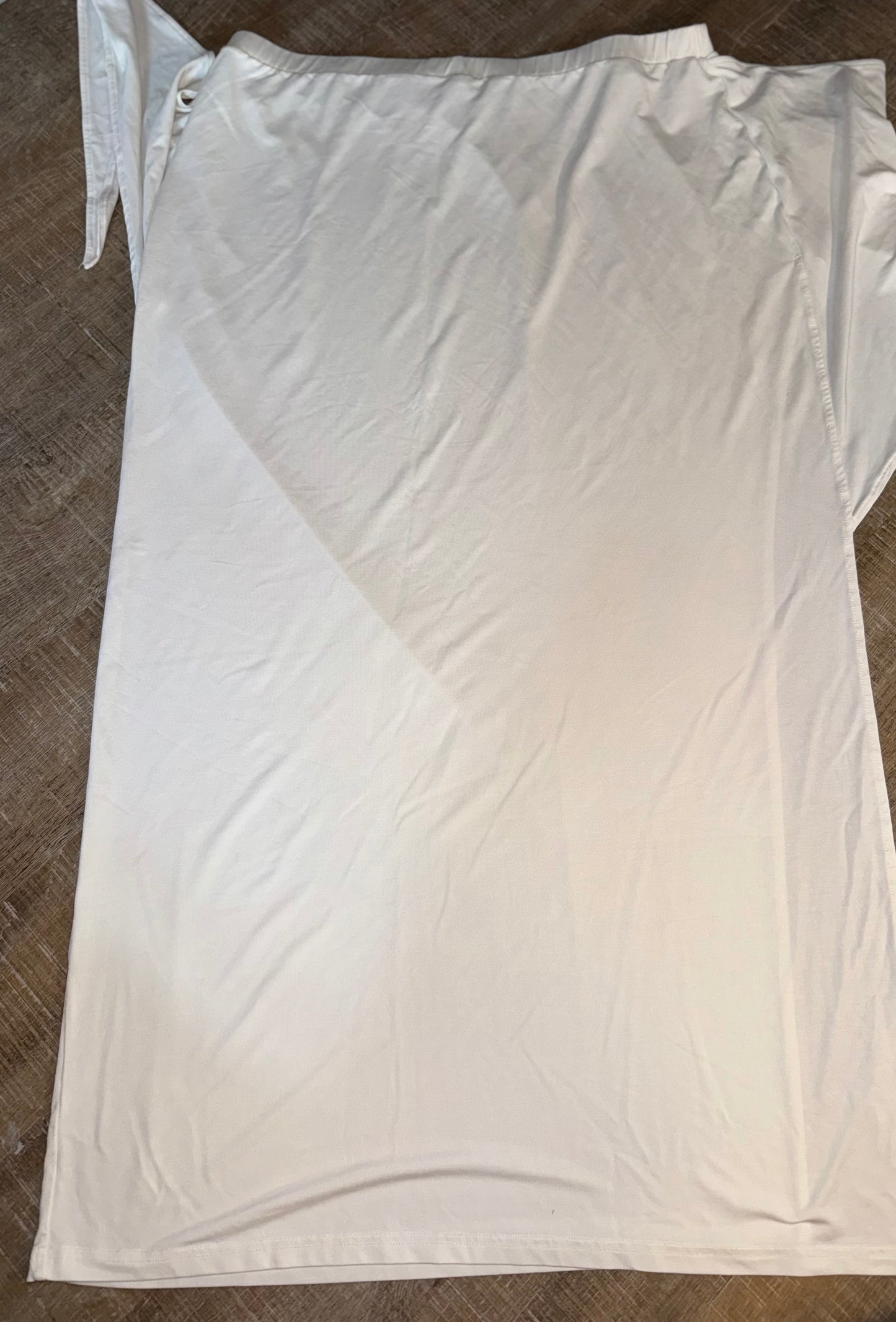 Buff Bunny (XXL) White Tied Maxi Skirt with Large Open Slit