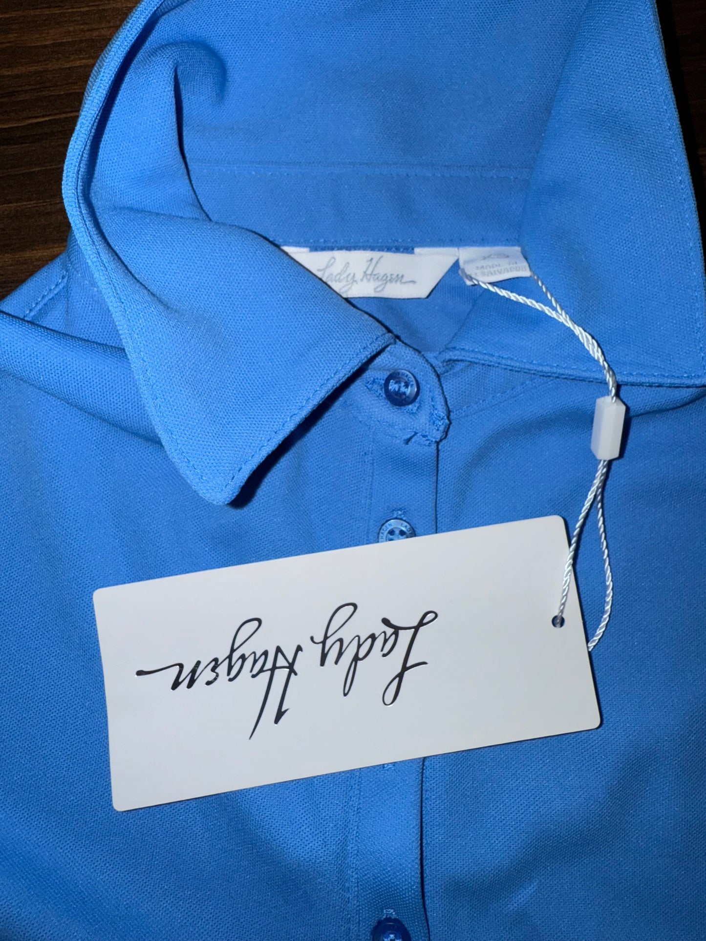 NWT Lady Hagen (XS) Brand New Blue 3/4 Button Up Polo