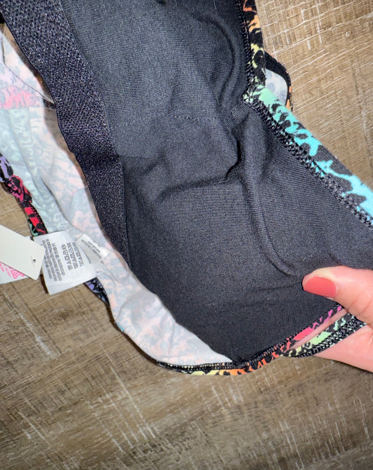 NWT PINK Victoria's Secret (XS) Brand New Black Spec Rainbow Pattern Bodysuit