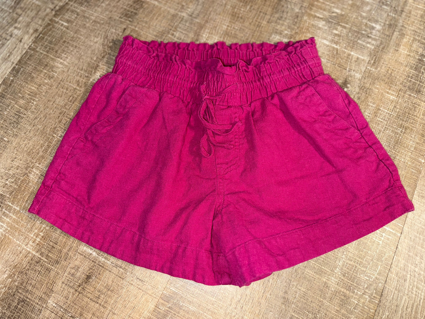a new day (XS) Pink Drawstring Linen Shorts