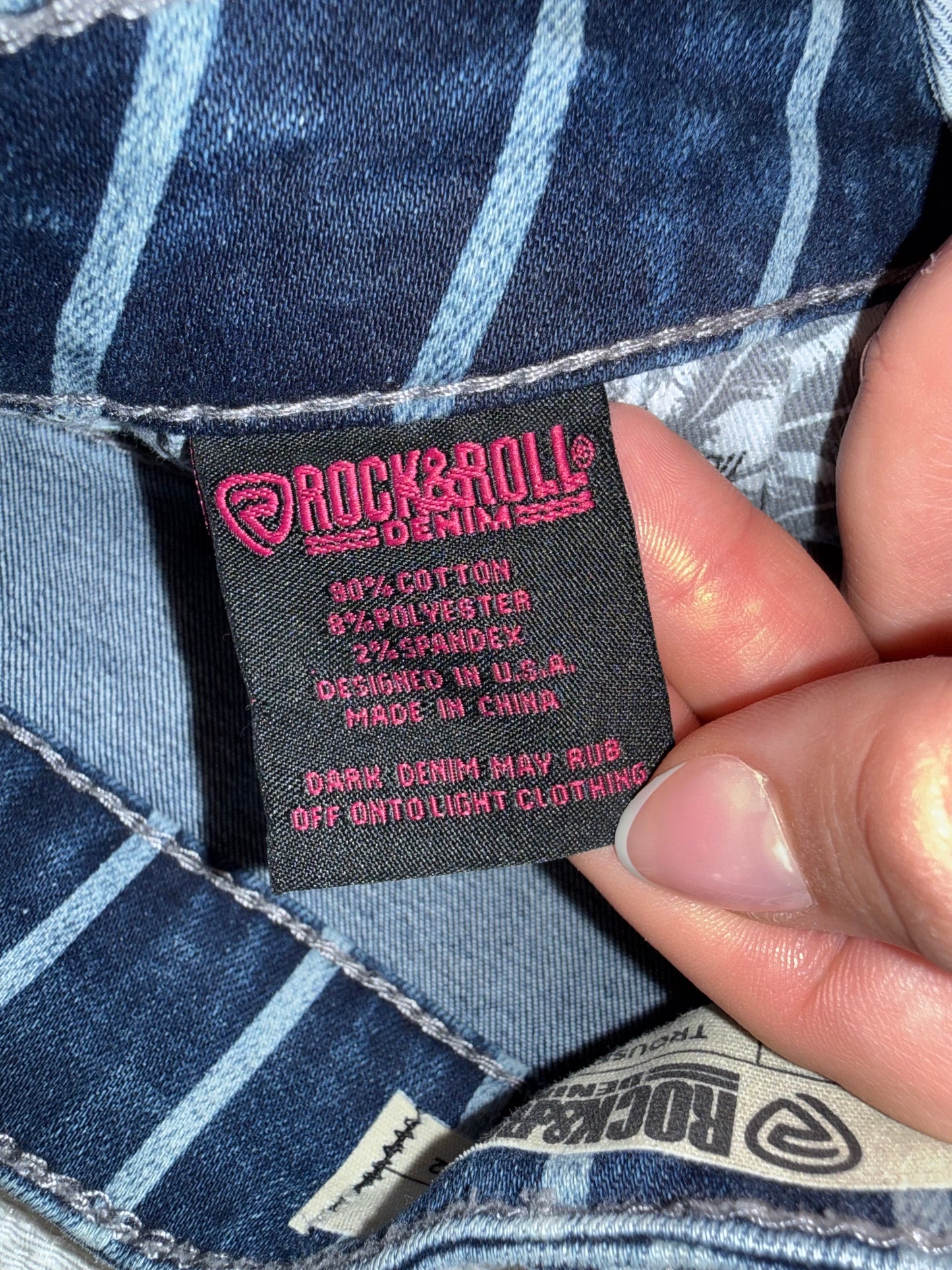 Rock&Roll (24) Striped High Rise Trouser Denim Bootcut Jeans