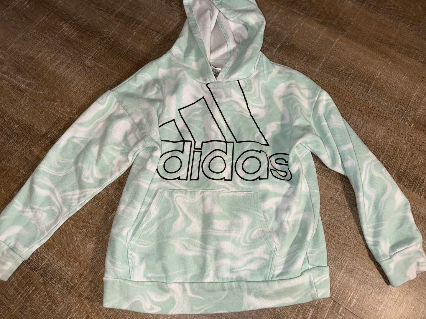 adidas (Medium (10-12)) Blue//White Swirl Pattern Kids Hoodie