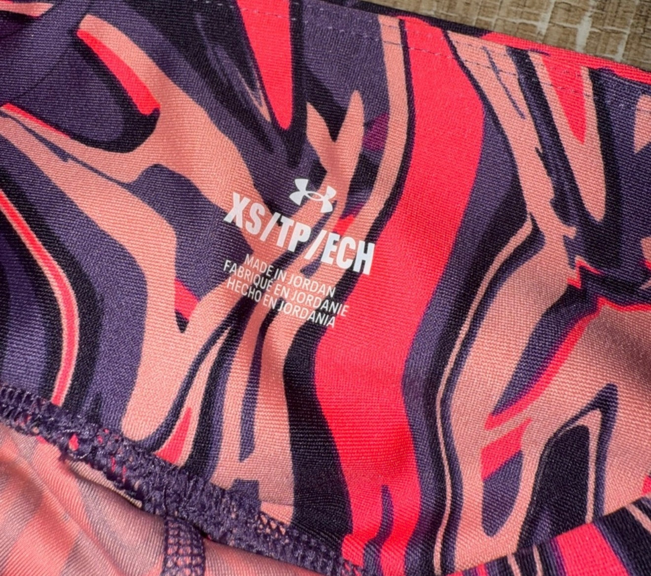 Under Armour (XS) Pink & Purple Swirl Pattern Biker Shorts