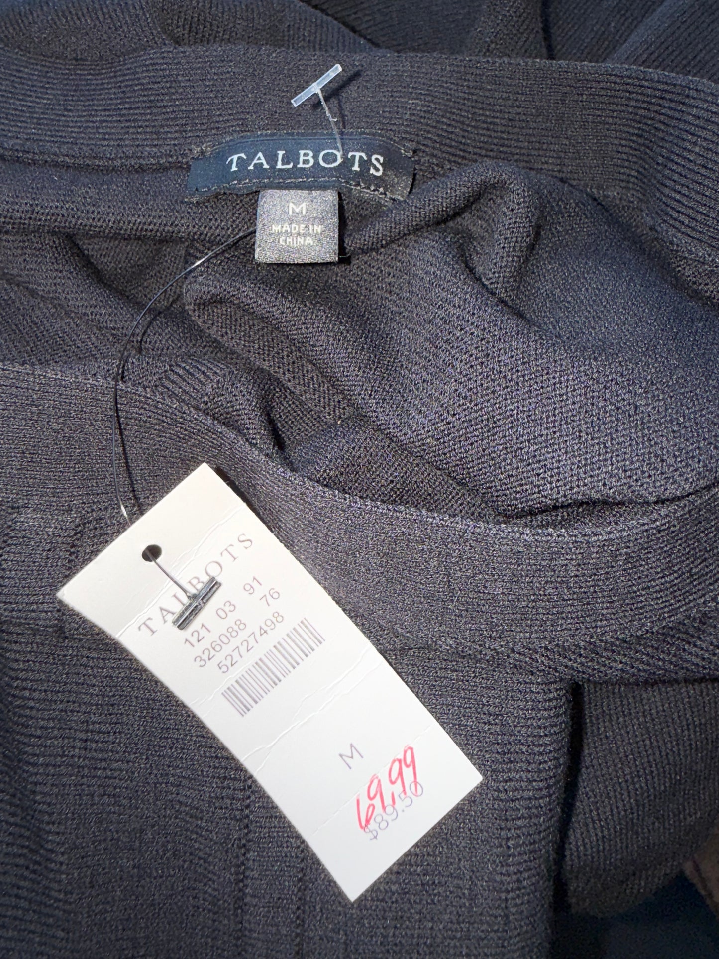 NWT Talbots (Medium) Brand New Black 3/4 Sleeve Knit Blouse