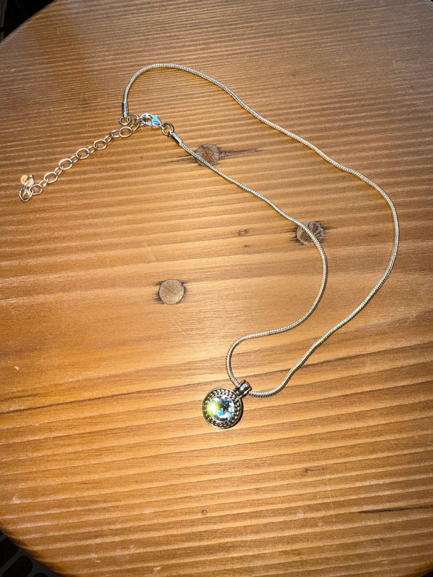 Napier March Birth Stone Silver Necklace