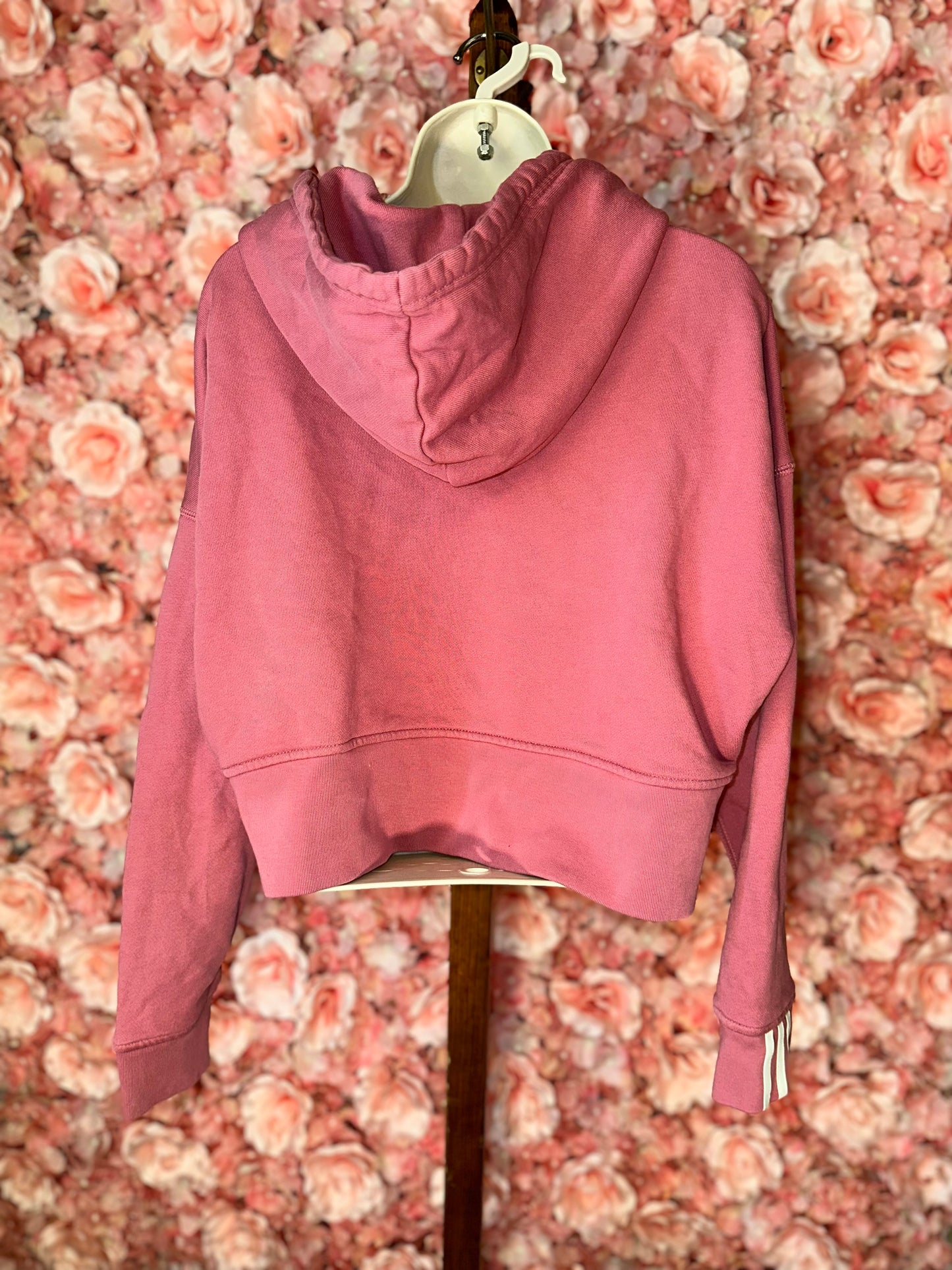 adidas (Large) Pink Cropped Hoodie