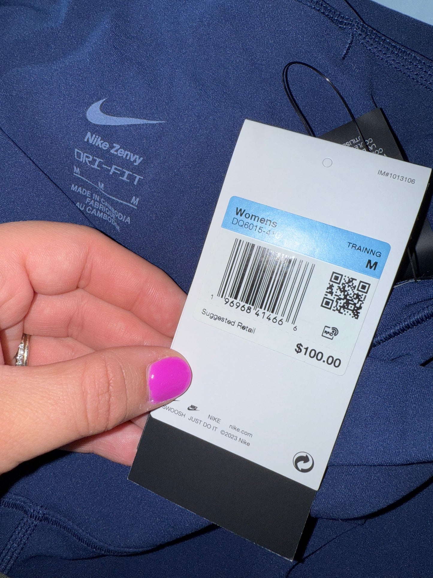 NWT Nike (Large) Brand New Dri-Fit Blue High Rise Leggings 7/8 Length