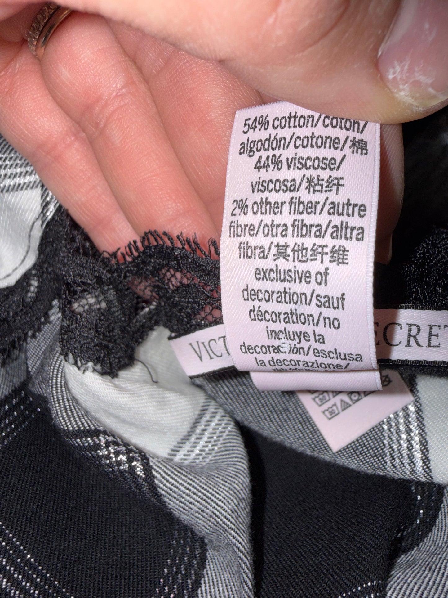 Victoria's Secret (XS) Black/White Metallic Plaid Sleepwear Tank Top
