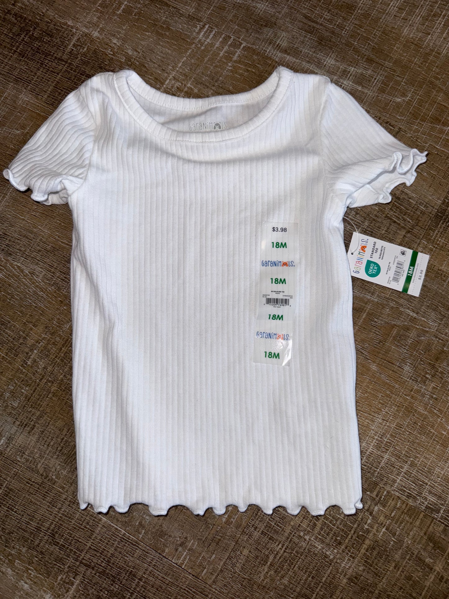 NWT Garanimals (18 Months) Brand New Ribbed Short Sleeve Tee with Ruffle Trim