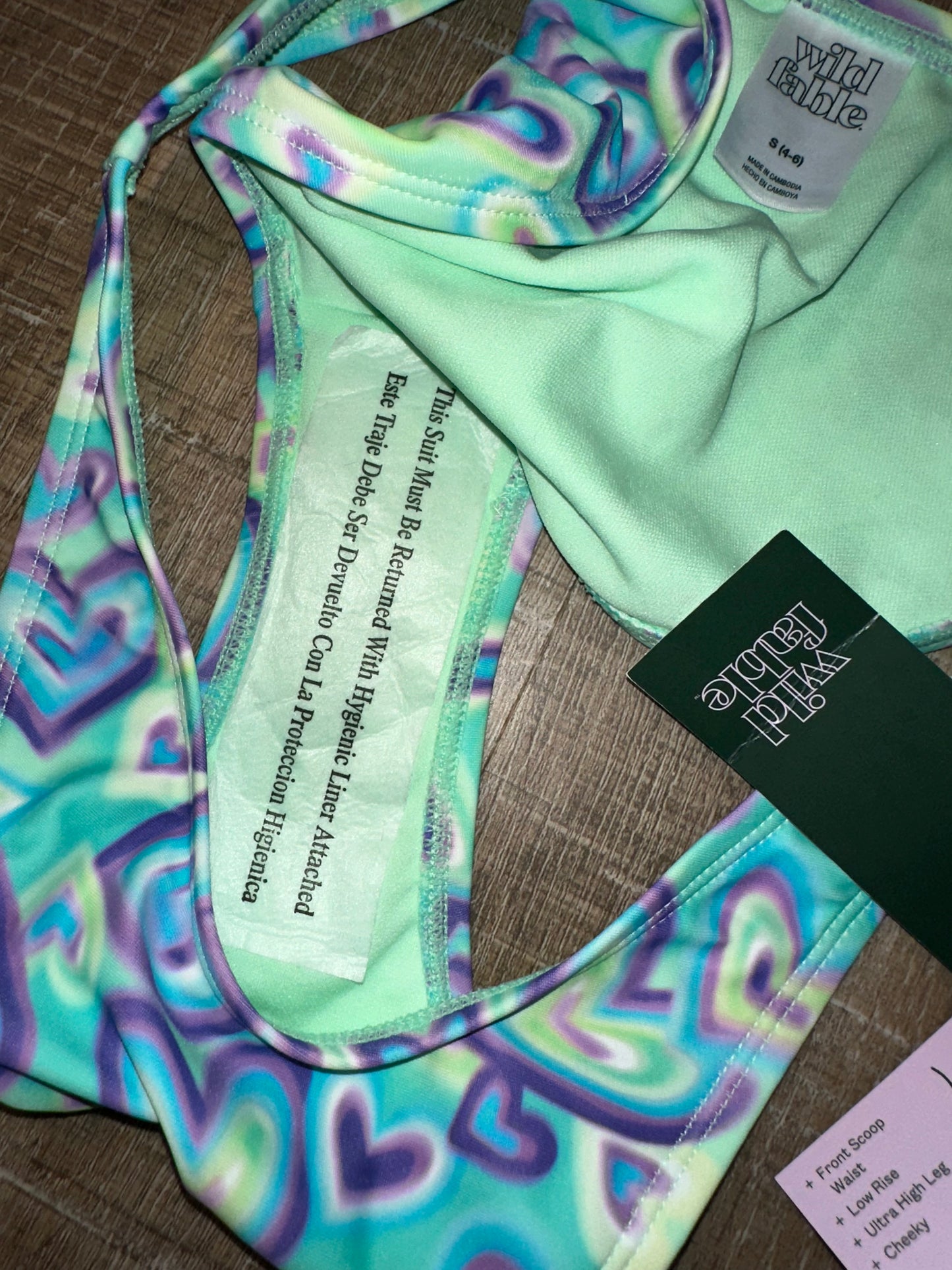 NWT Wild Fable (Small) Brand New 2 Piece Neon Heart Pattern Bikini Set