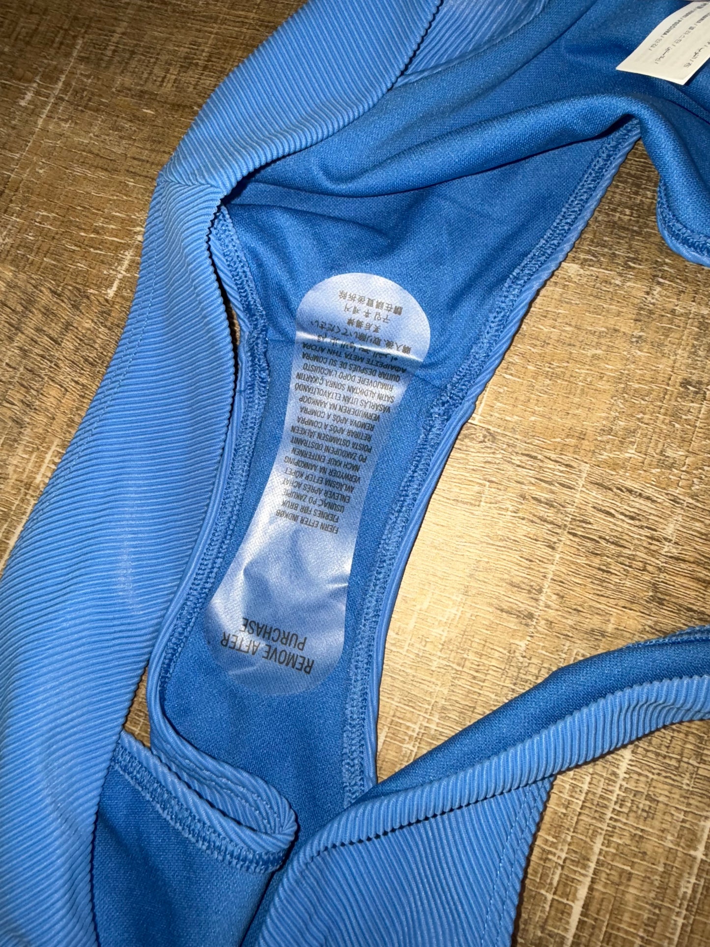 NWT Abercrombie & Fitch (XL) Brand New Blue Ribbed Cheeky Bikini Bottoms