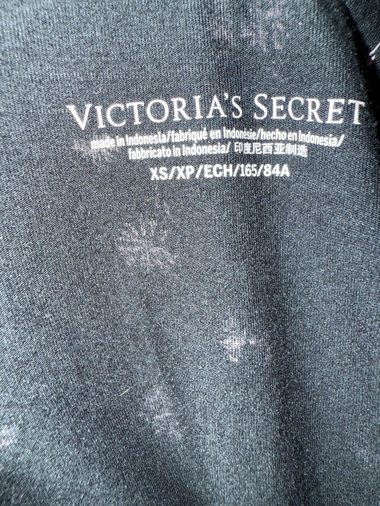 Victoria's Secret (XS) Black Long Sleeve Floral Sleepwear Dress with Sheer Lace
