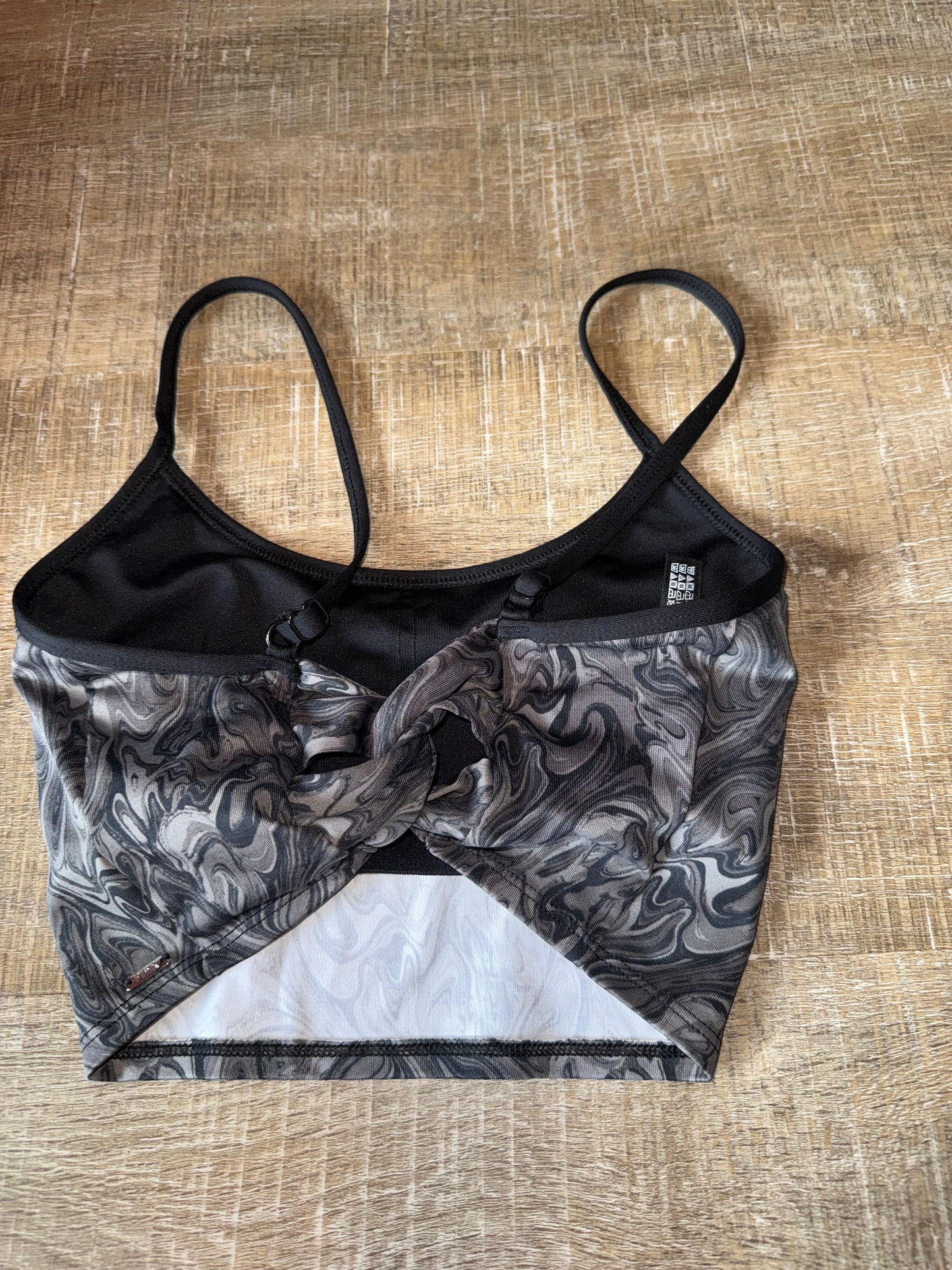 PINK VS Active (XS) Black/Grey Swirl Pattern Lightly Lined Sports Bra