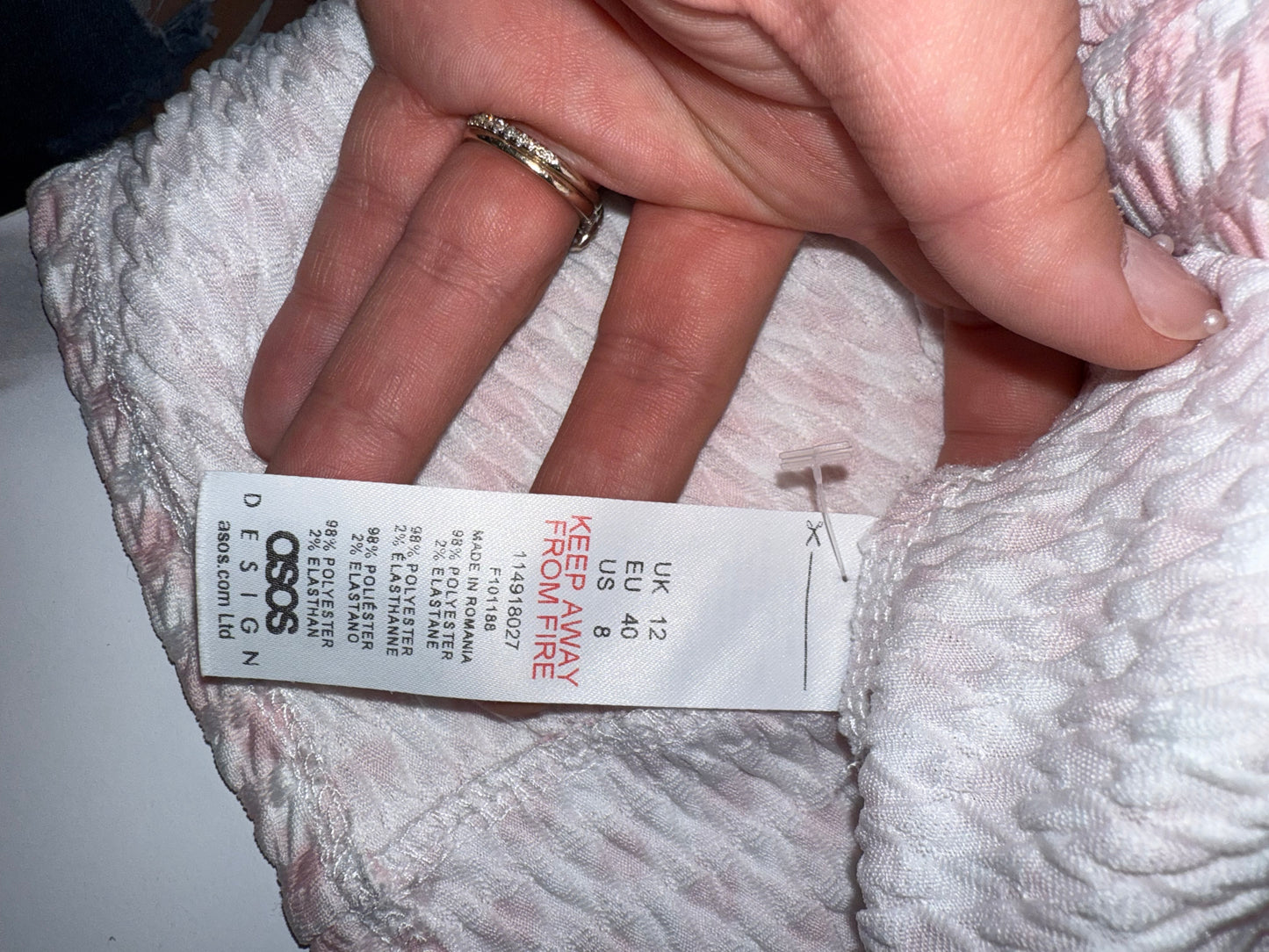 ASOS (8) Pink and White Houndstooth Pattern Blazer