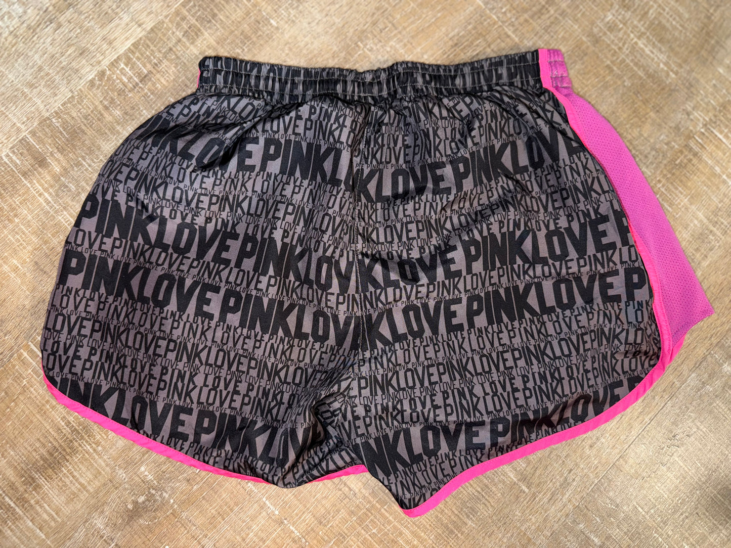 PINK VS (XS) Grey/Pink Logo Pattern Sporty Shorts w Built in Undies