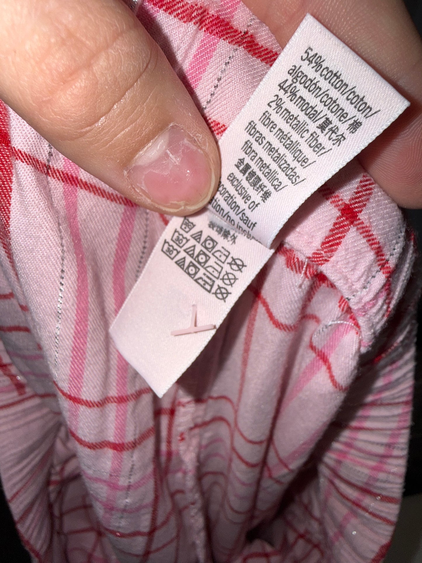 Victoria's Secret (Large) Pink & Red Plaid Sleep Pajama Set