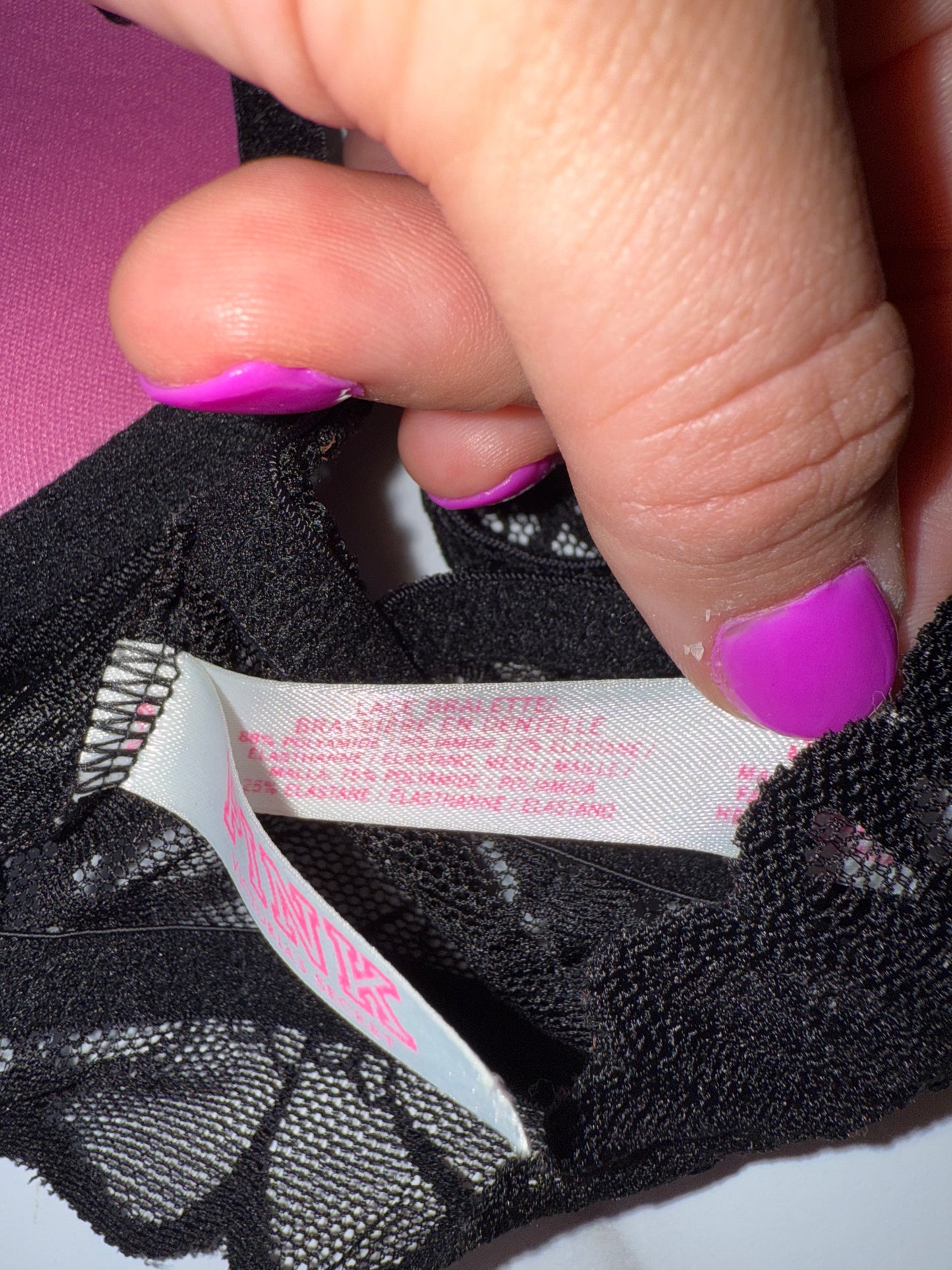 PINK Victoria’s Secret (Small) Black Lace Padded Bralette