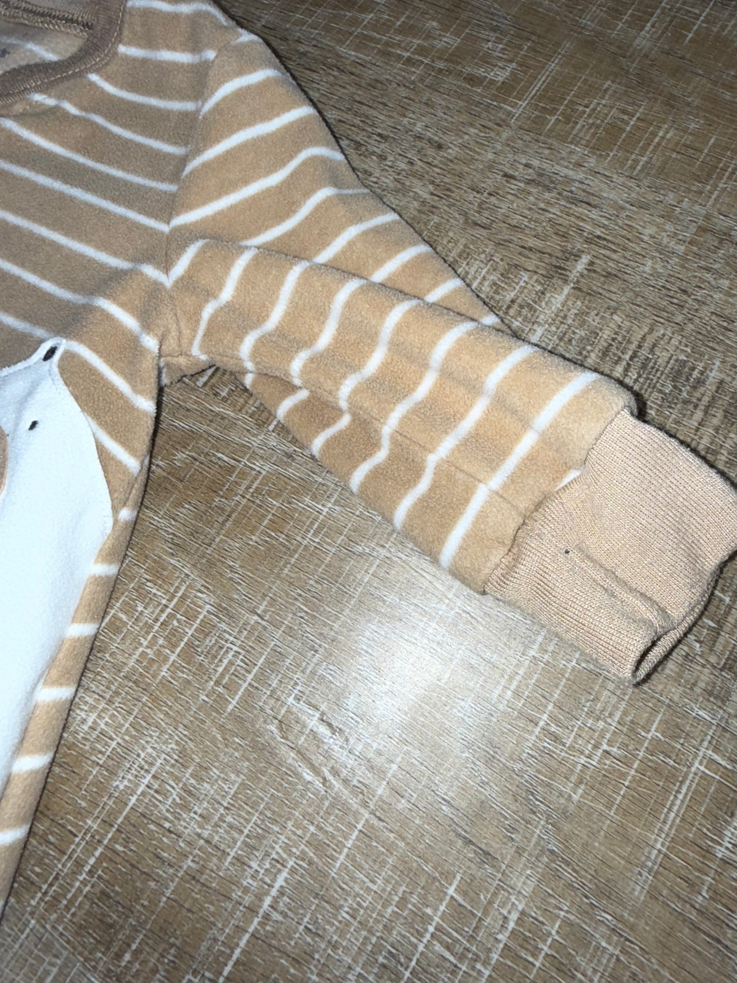 Carters (3-6 Months) Tan Striped Fleece Sleepwear Full Zip Sleep Sack